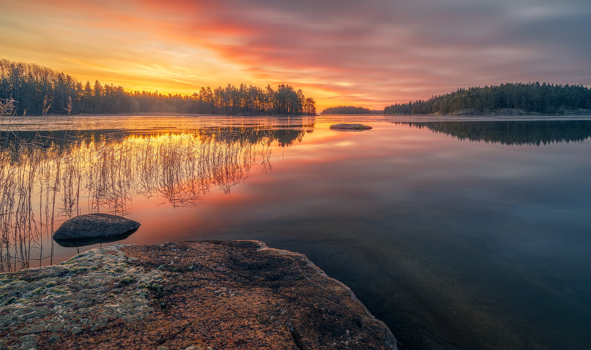 Vättern Lake ,before sunrise , Sweden. Poster och Canvastavla