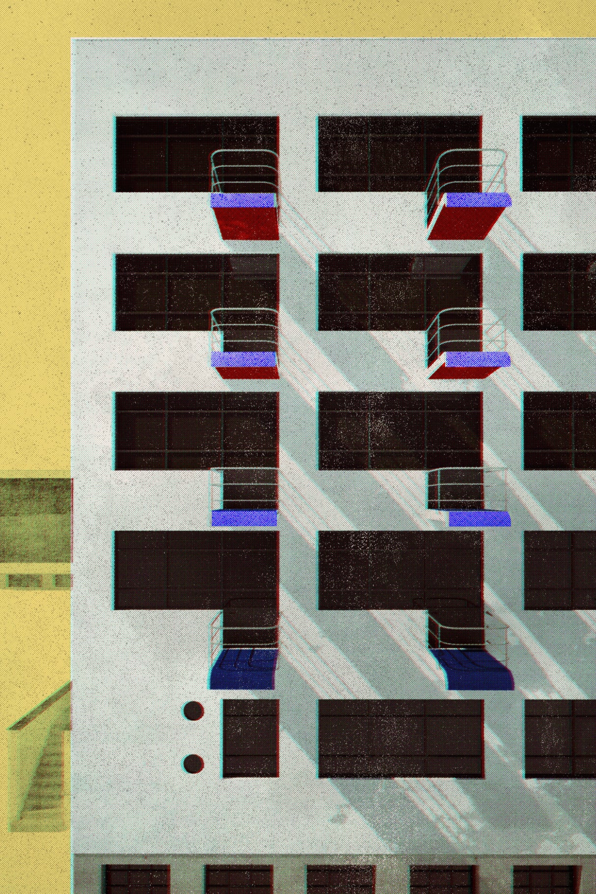 Bauhaus Dessau architecture in vintage magazine style V Poster och Canvastavla