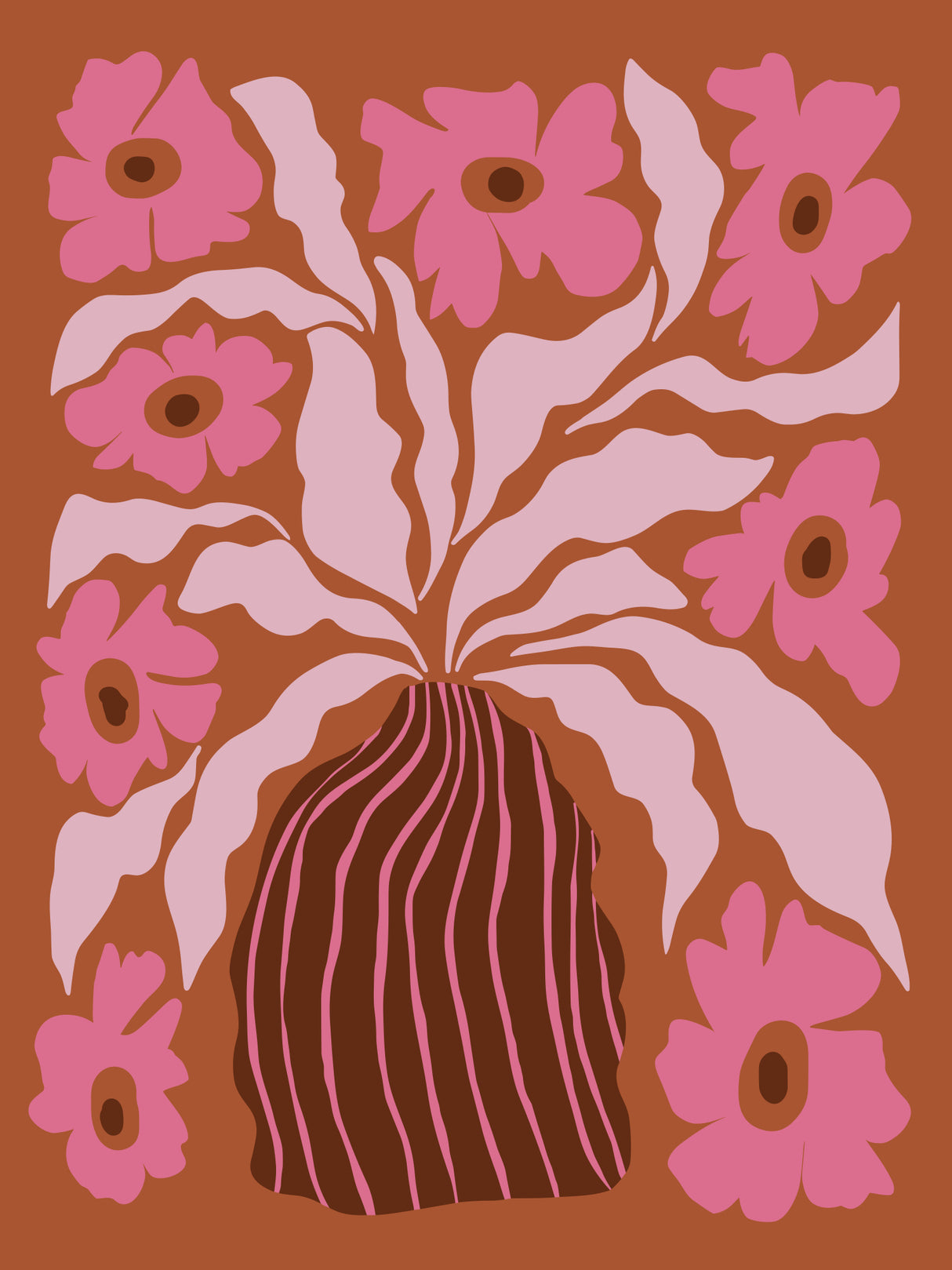 Mid-century blooming pot Poster och Canvastavla