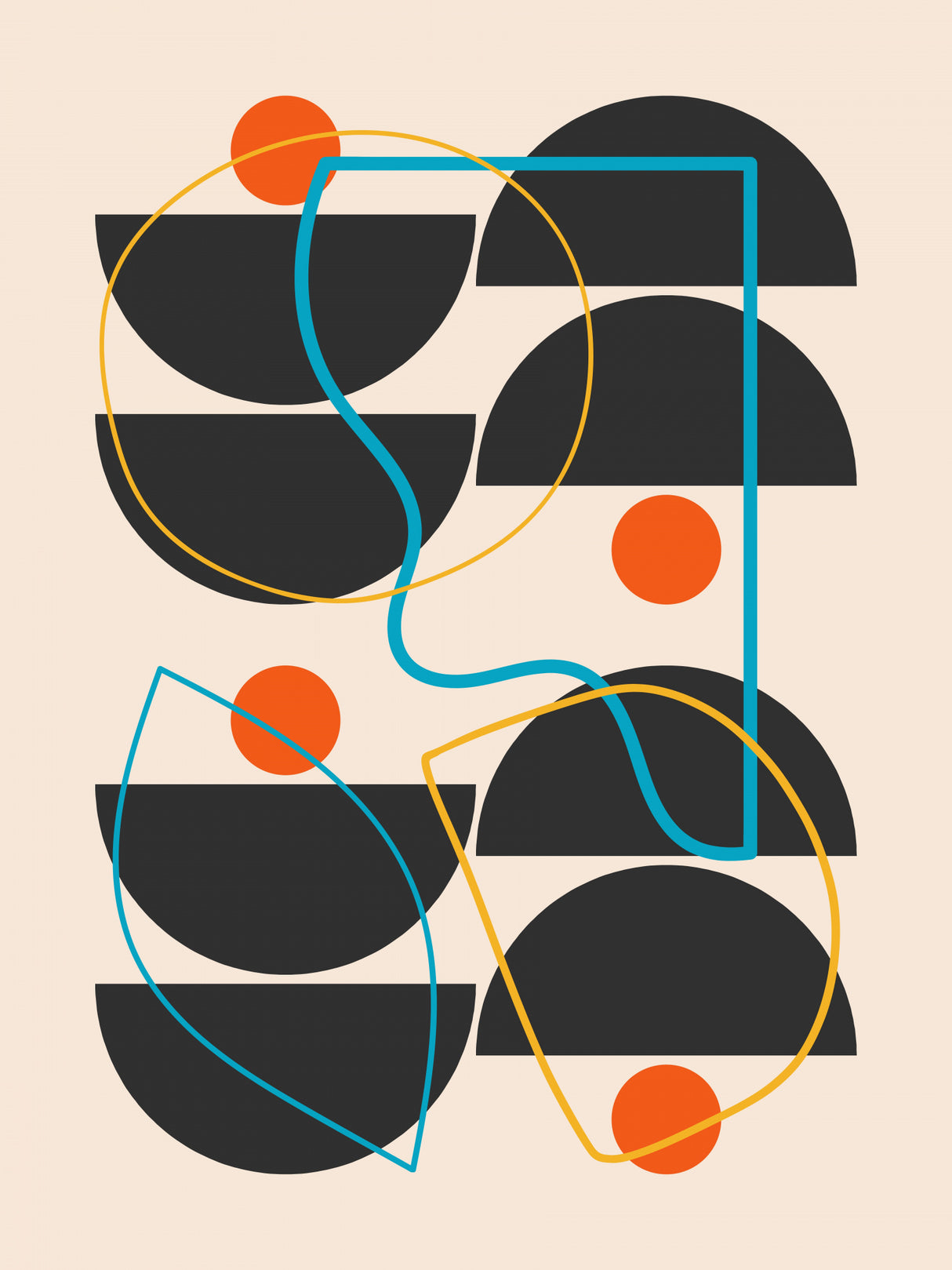 Mid Century With Abstract Lines Poster och Canvastavla