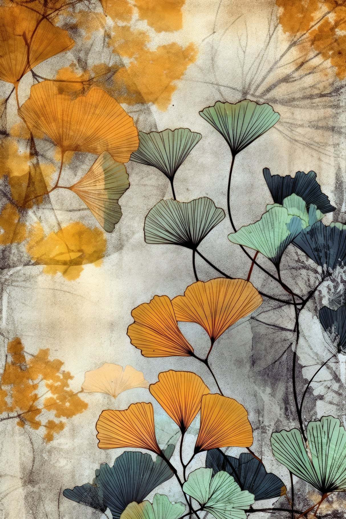 Ginko Biloba leaves 2 Poster och Canvastavla