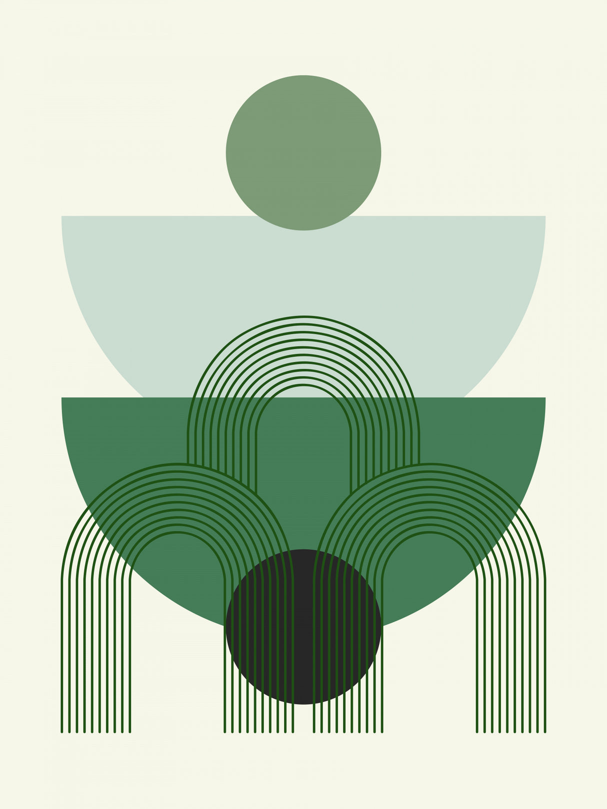Mid Century In Forest Shades Poster och Canvastavla