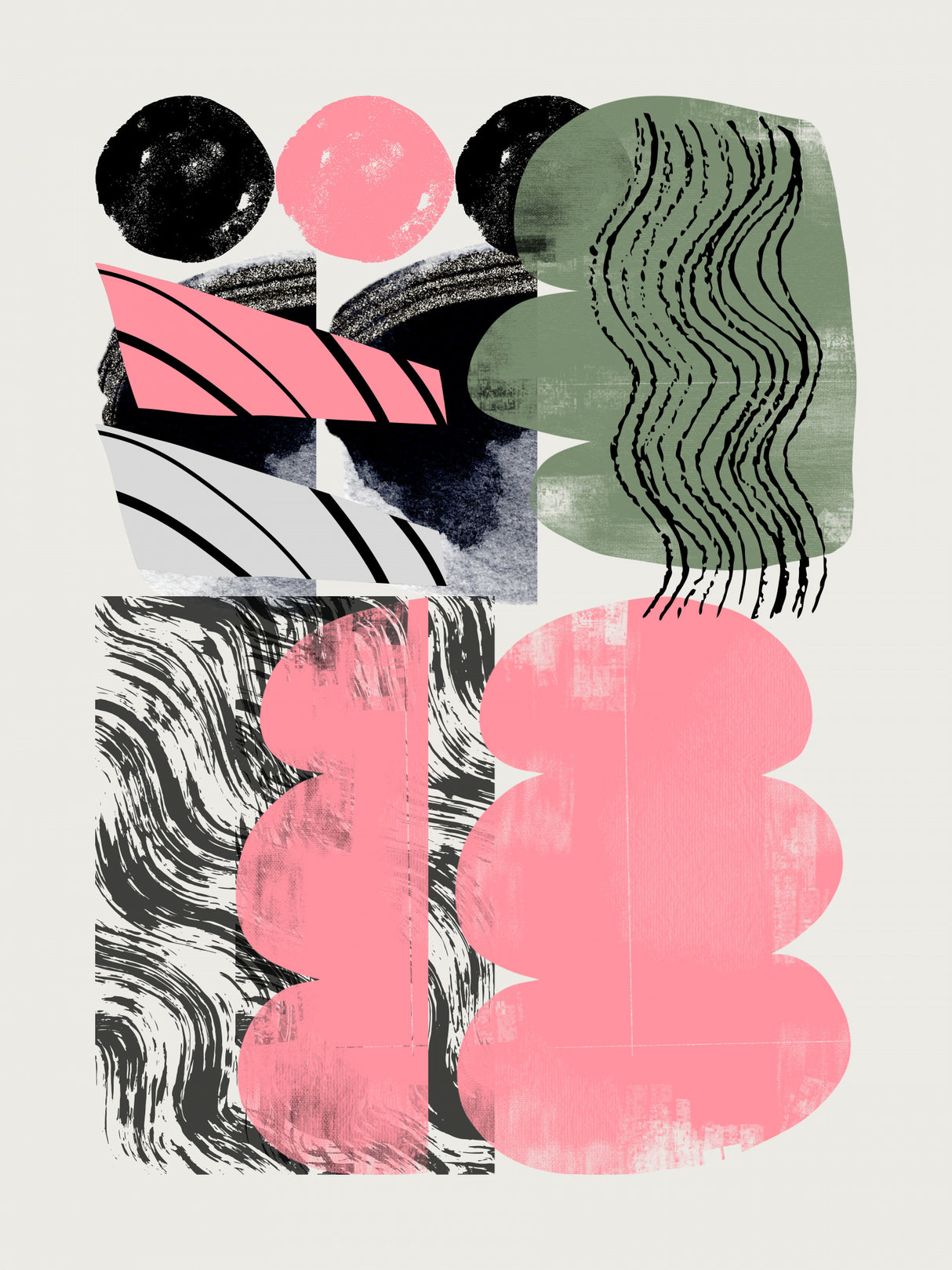 Abstract Shape Collage In Pink Poster och Canvastavla