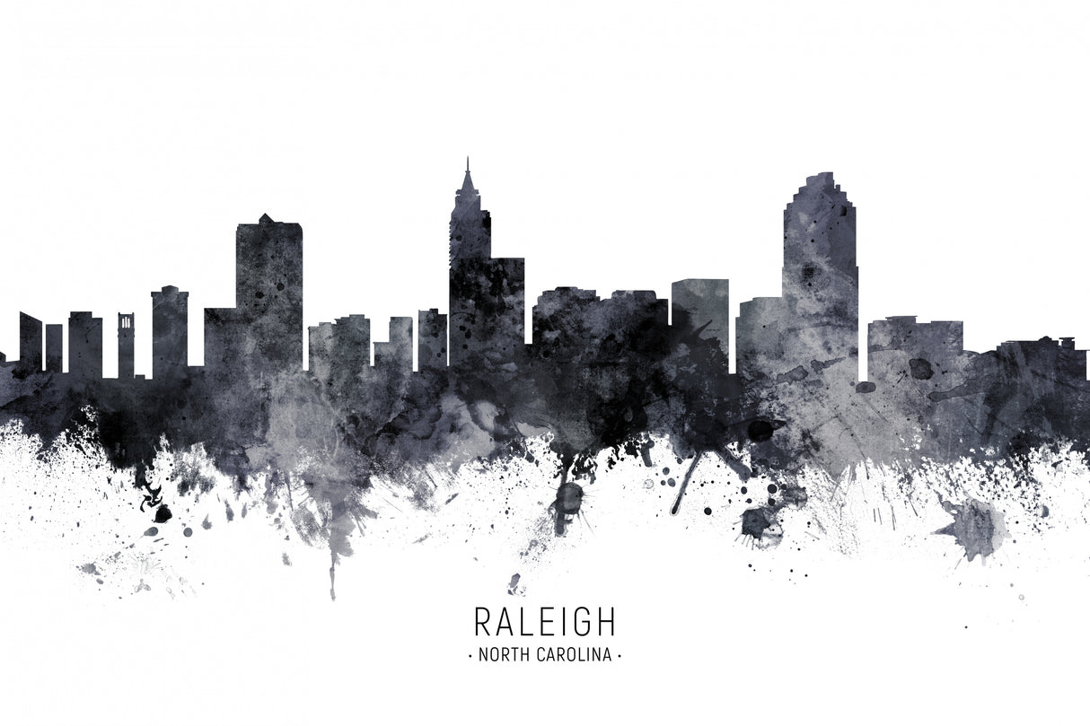 Raleigh North Carolina Skyline Poster och Canvastavla