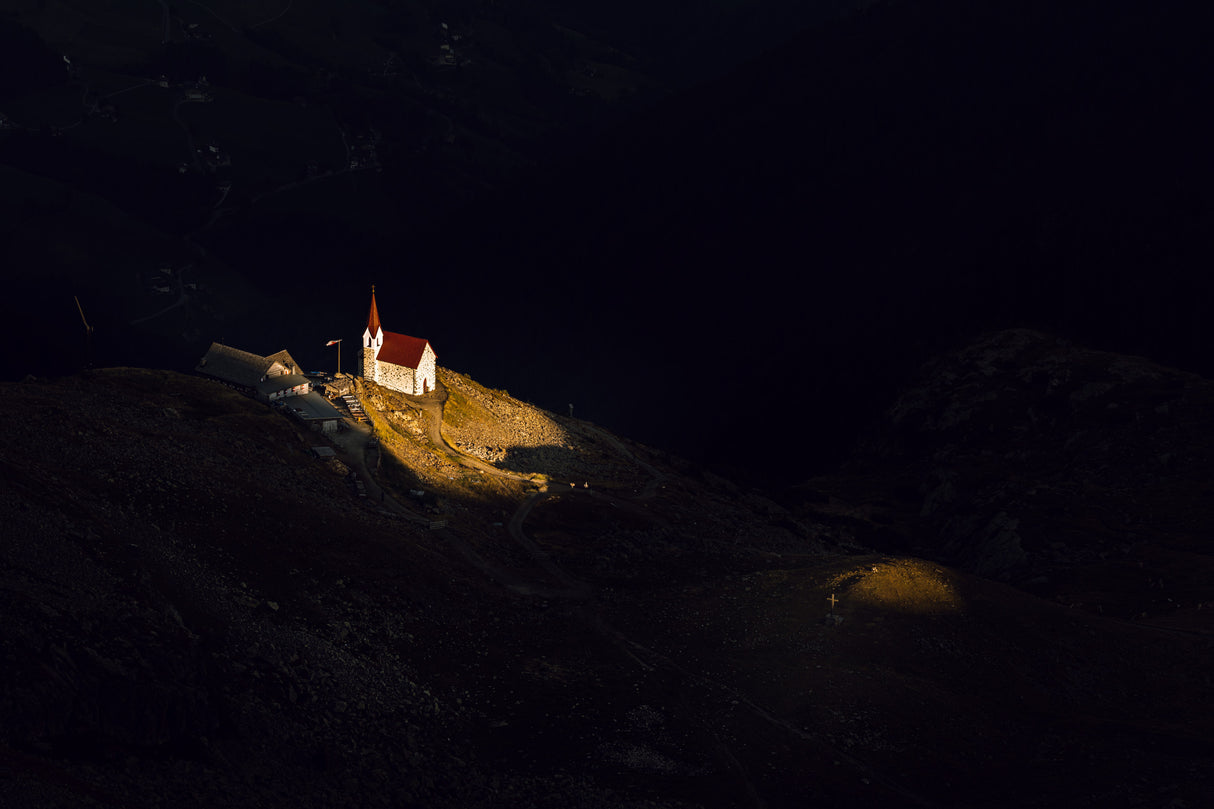 The church in the sunset Poster och Canvastavla
