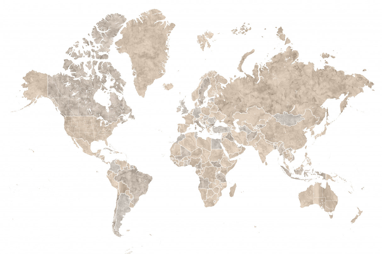 Abey world map no labels Poster och Canvastavla