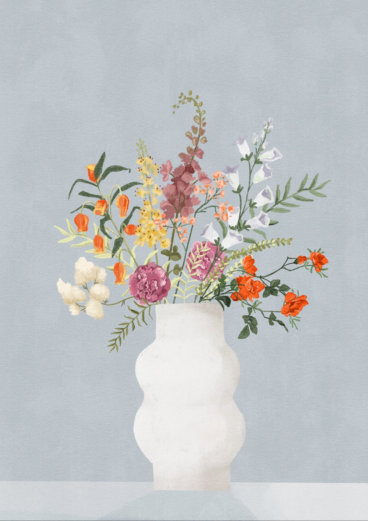 Flowers In Vase, Blue Poster och Canvastavla