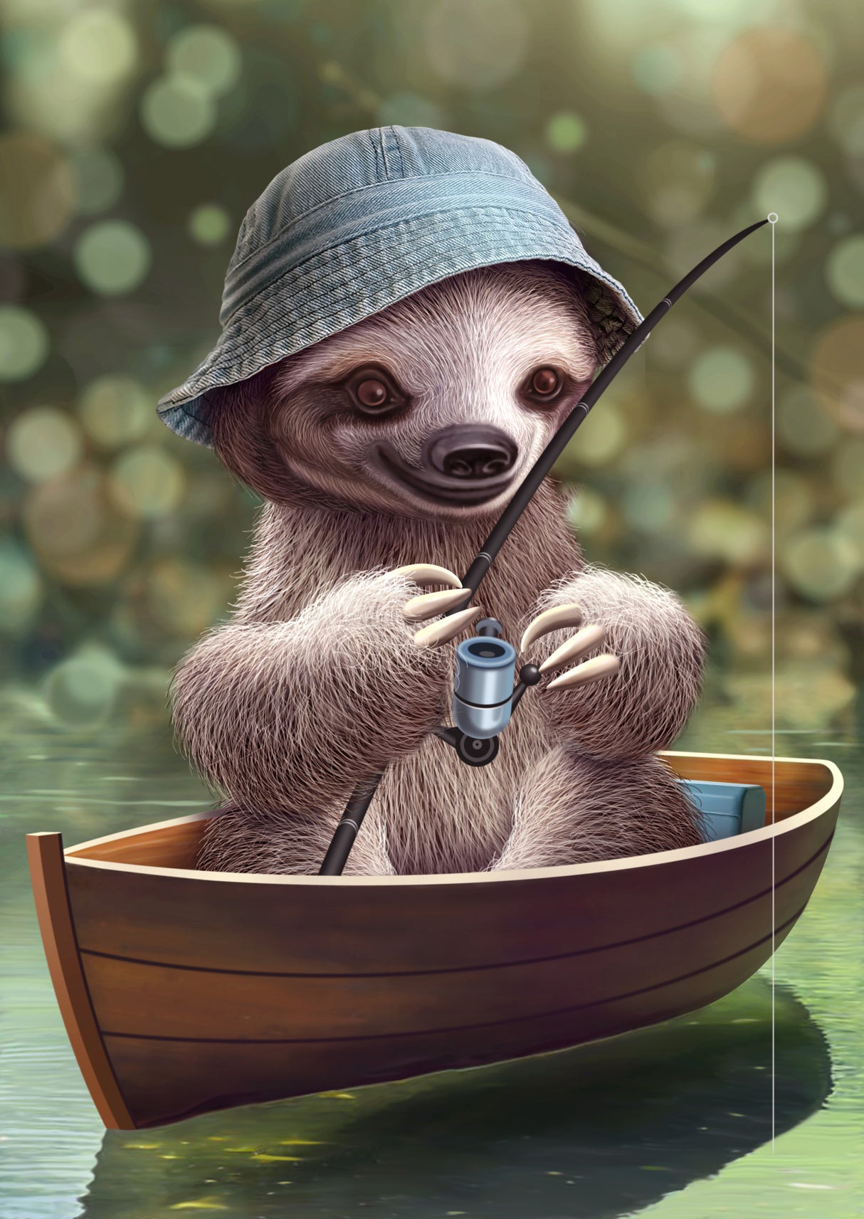 SLOTH GO FISHING Poster och Canvastavla