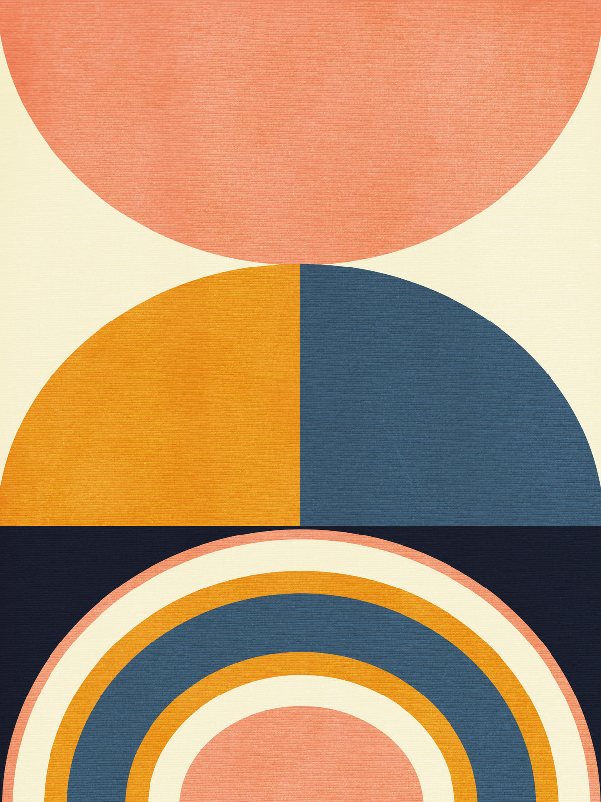 Rainbow Plus Shapes Blue Mustard10 Poster och Canvastavla