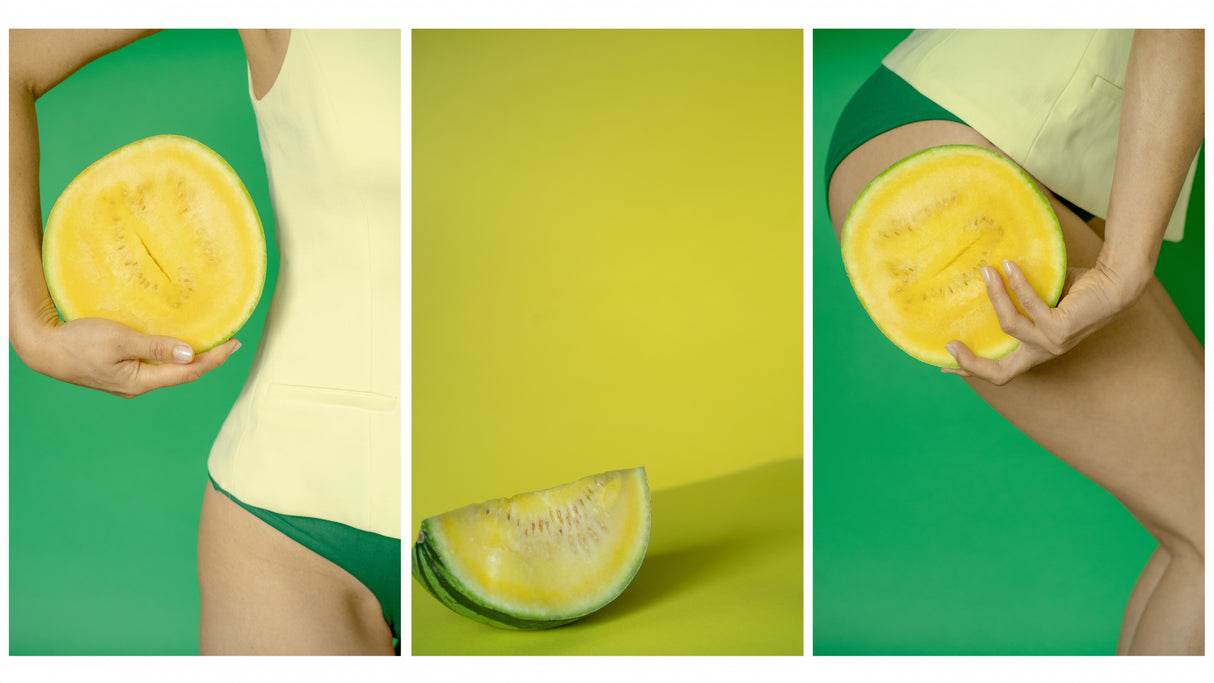 triptych with yellow watermelon Poster och Canvastavla