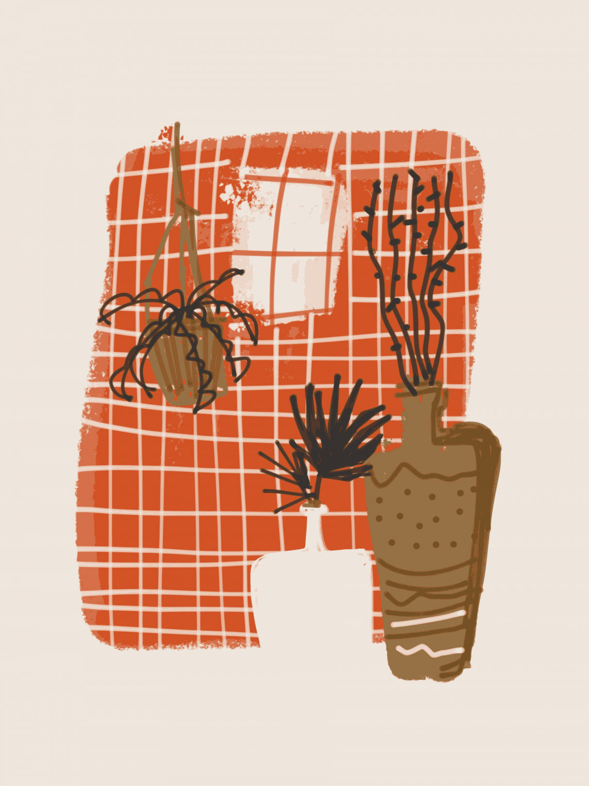 Burnt Orange Interior Sketch Poster och Canvastavla