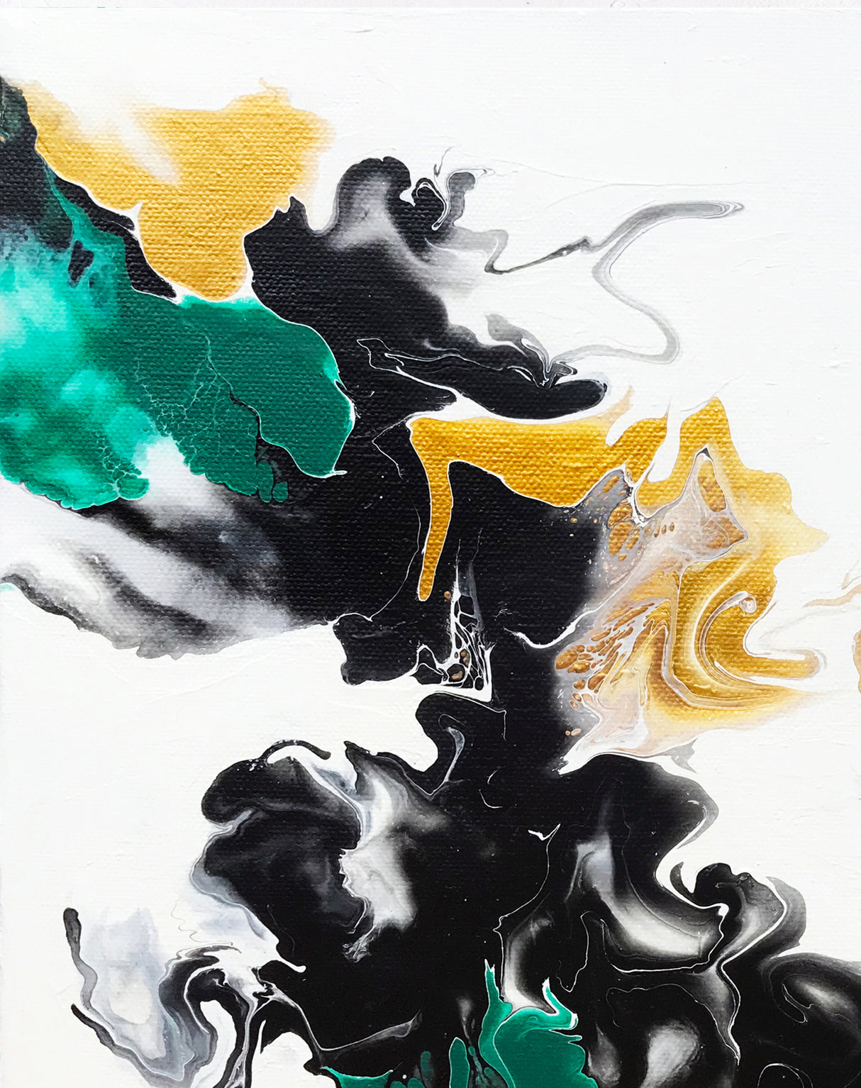 Green and Gold Ribbons 2 Poster och Canvastavla