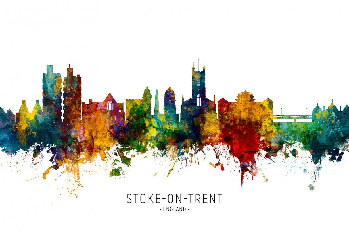 Stoke-on-Trent England Skyline Poster och Canvastavla