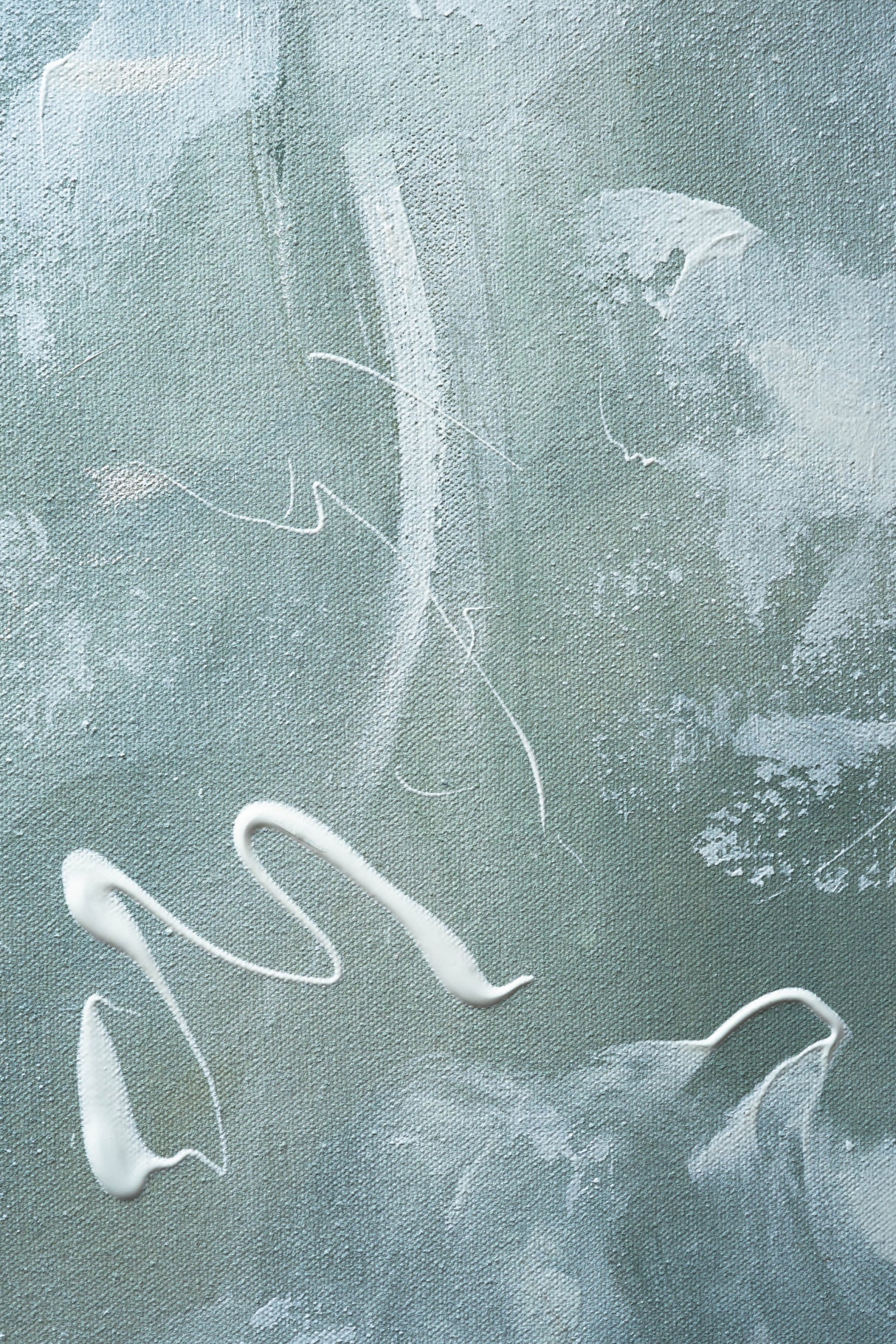 Green and White Acrylic No 1 Poster och Canvastavla