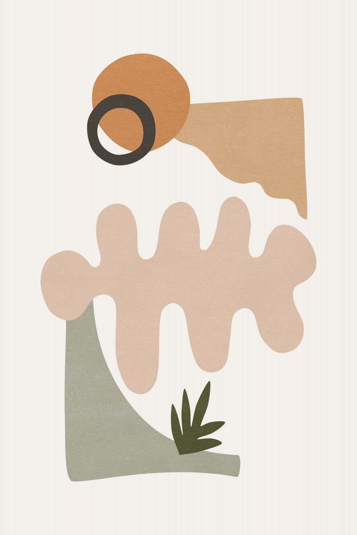 Botanical Scene Color and Shapes Poster och Canvastavla