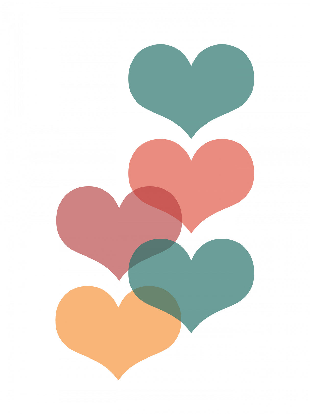 Mid century hearts Poster och Canvastavla