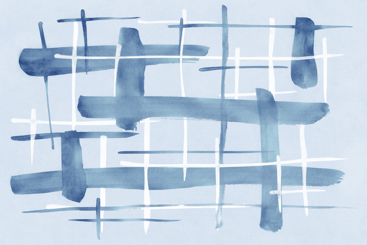 Abstract Lines Blue and White 07 Poster och Canvastavla
