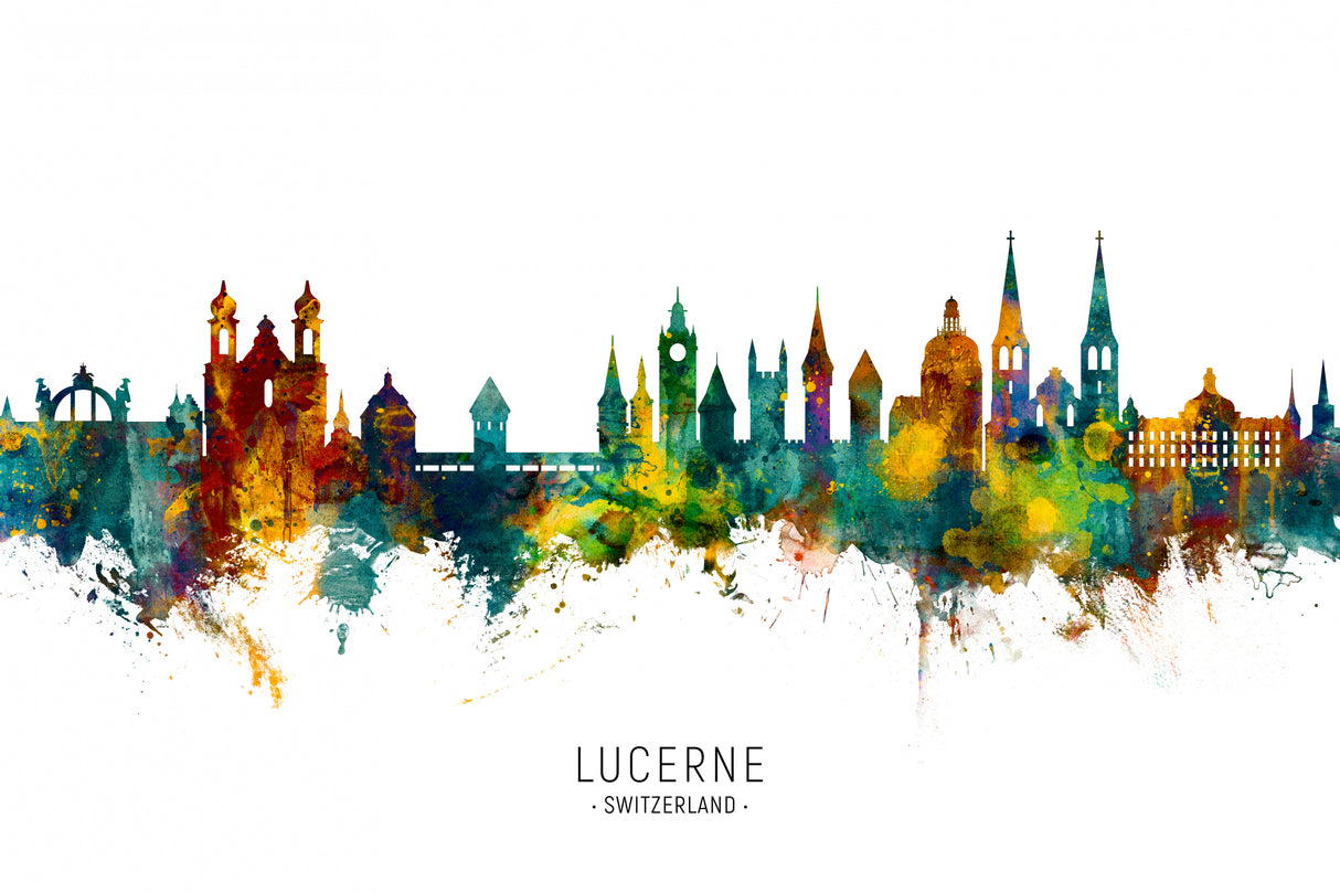 Lucerne Switzerland Luzern Skyline Poster och Canvastavla