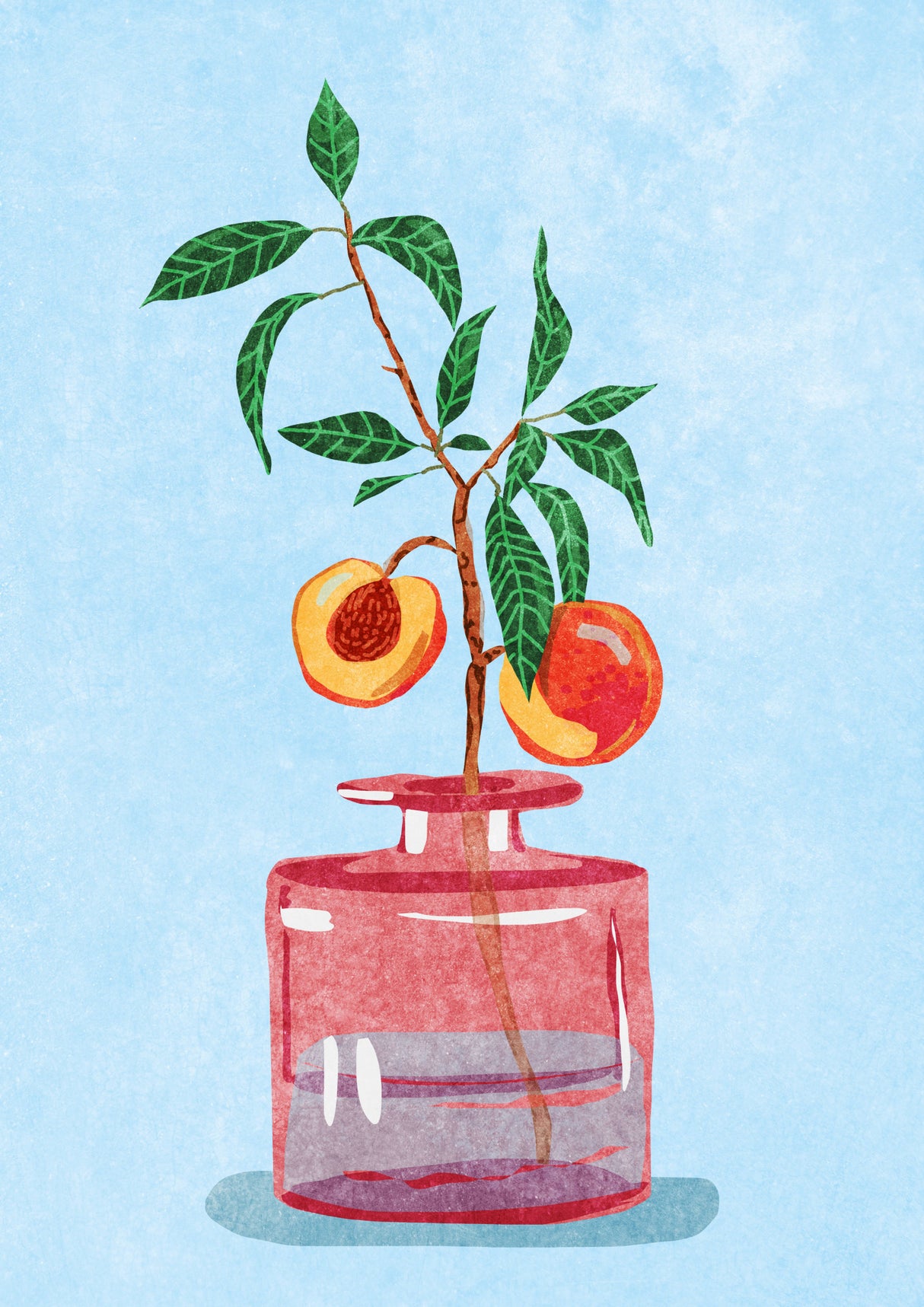 Peach Tree in Vase Poster och Canvastavla