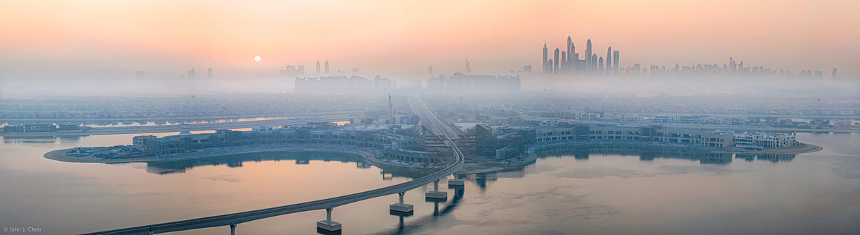 City in the morning mist Poster och Canvastavla
