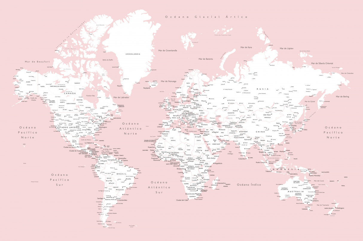 Leire world map in Spanish Poster och Canvastavla