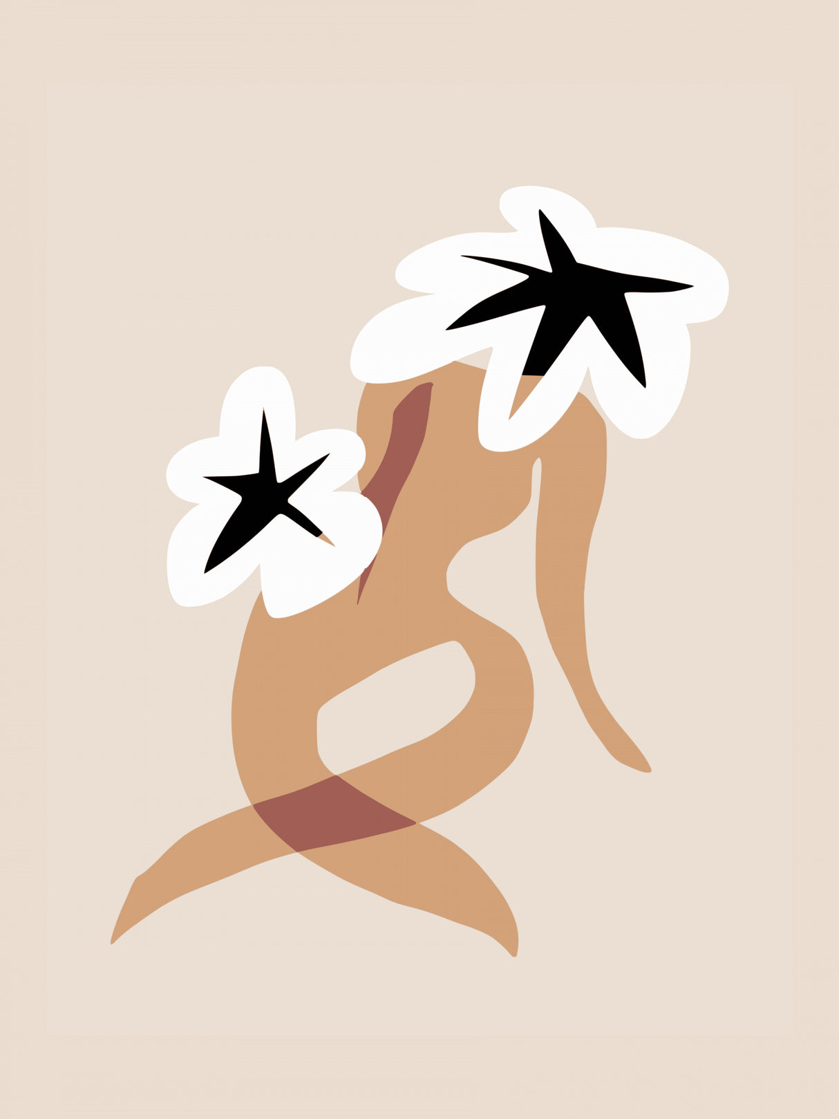 Twin White Floral Poster och Canvastavla