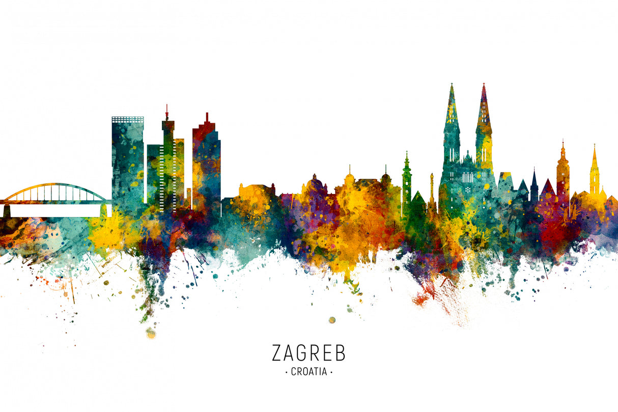 Zagreb Croatia Skyline Poster och Canvastavla