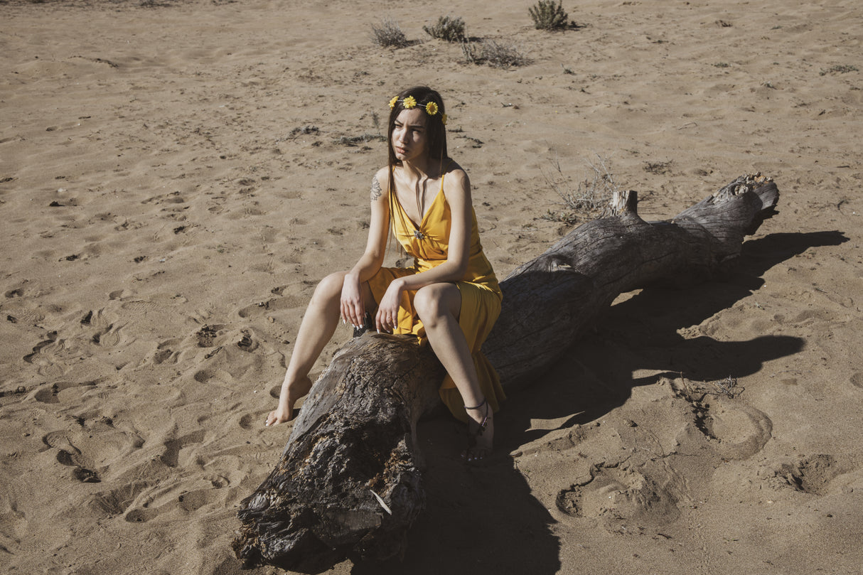 woman in yellow dress Poster och Canvastavla
