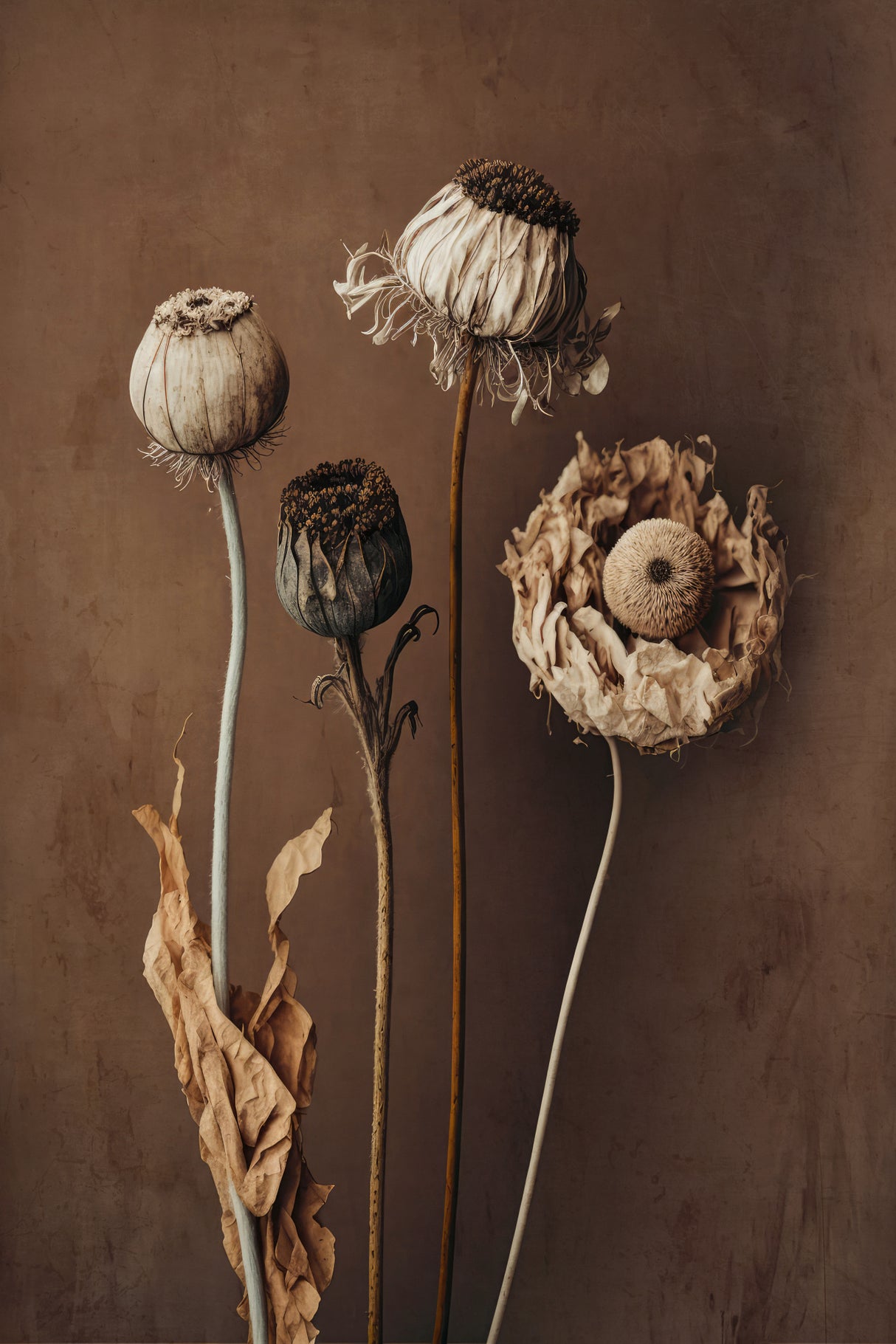 Three Dry Flowers Poster och Canvastavla