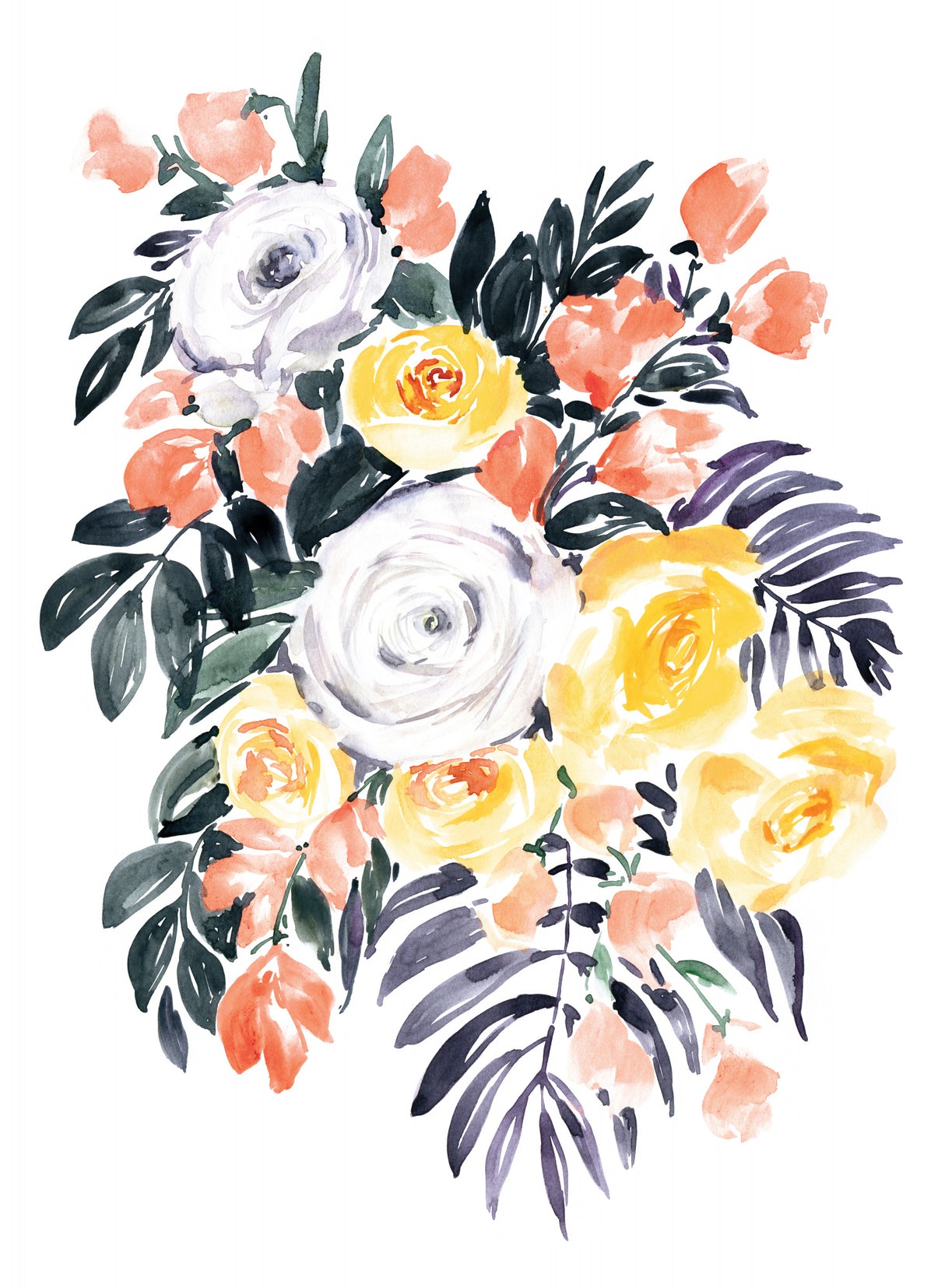 Harriet bouquet in coral Poster och Canvastavla