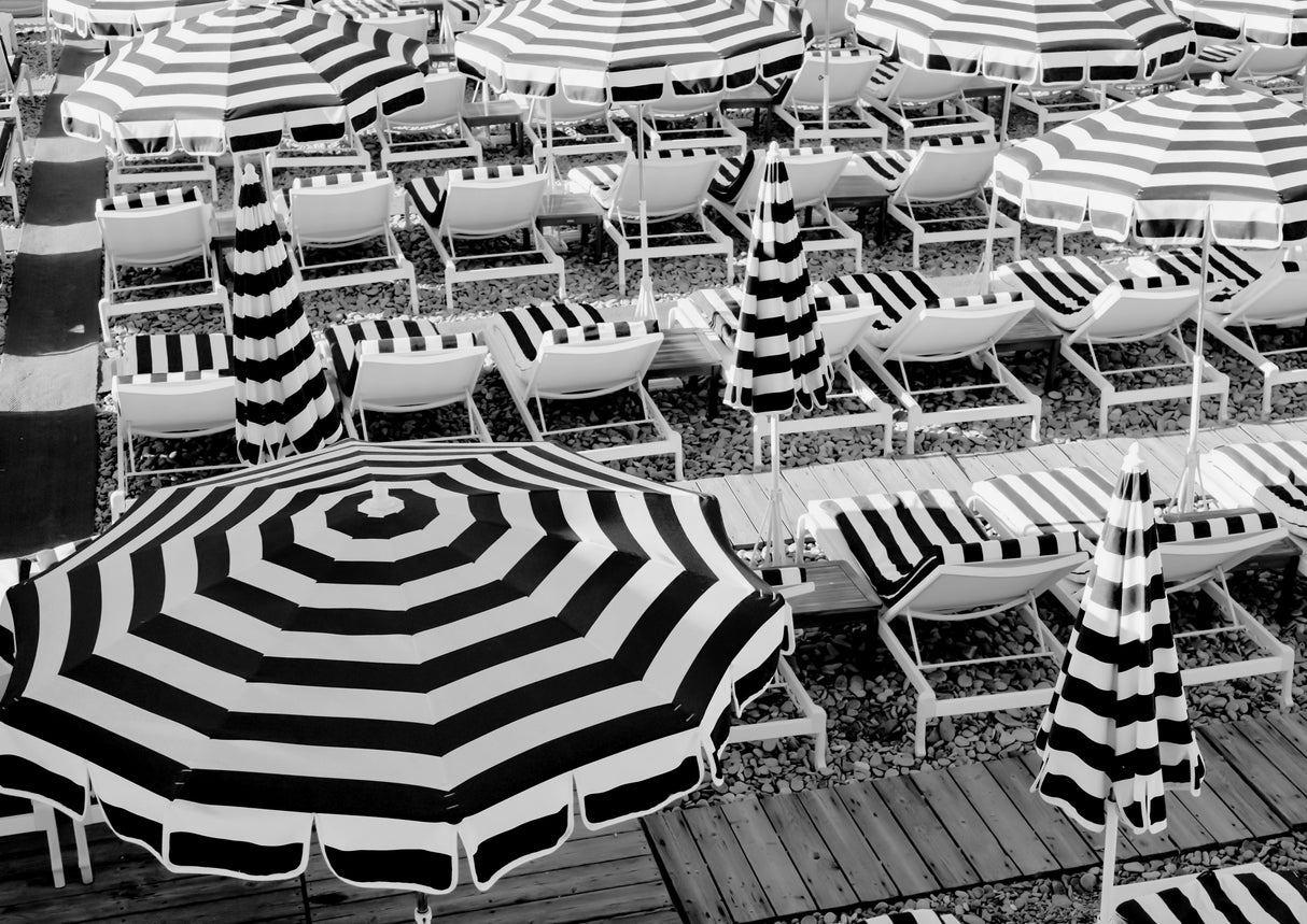 Black and White Beach Umbrellas II Poster och Canvastavla