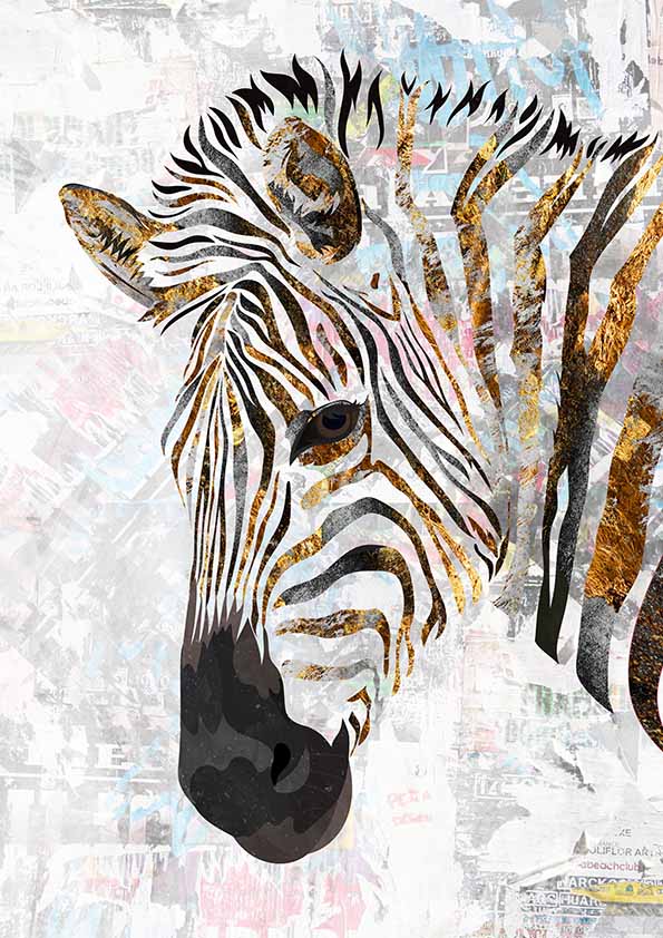 Grunge guld zebra poster