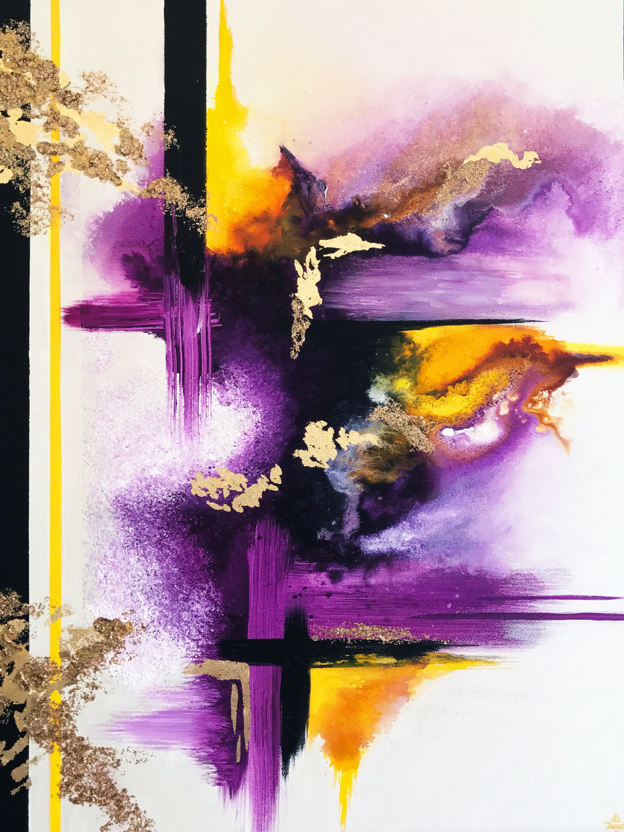 Geometric Purple and Yellow Poster och Canvastavla