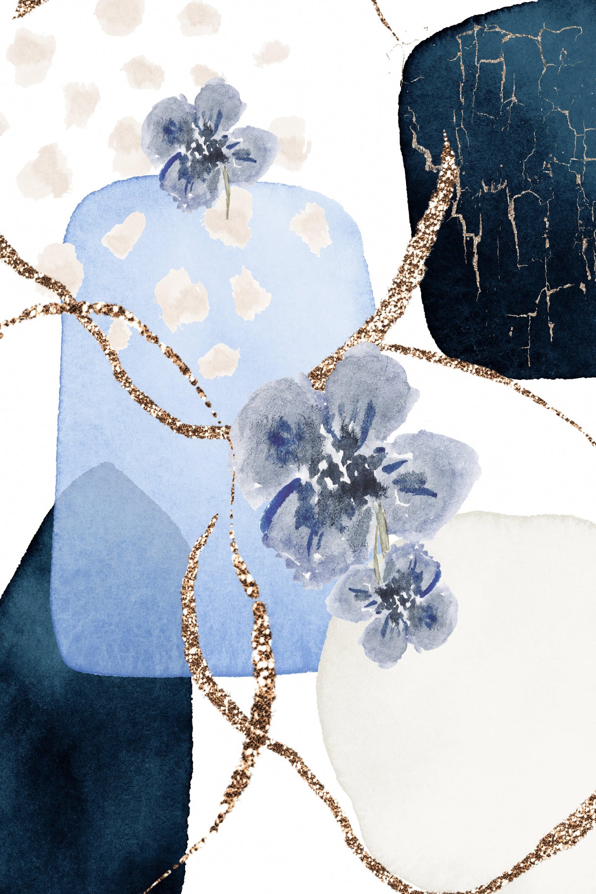 Floral Blue-1 Poster och Canvastavla