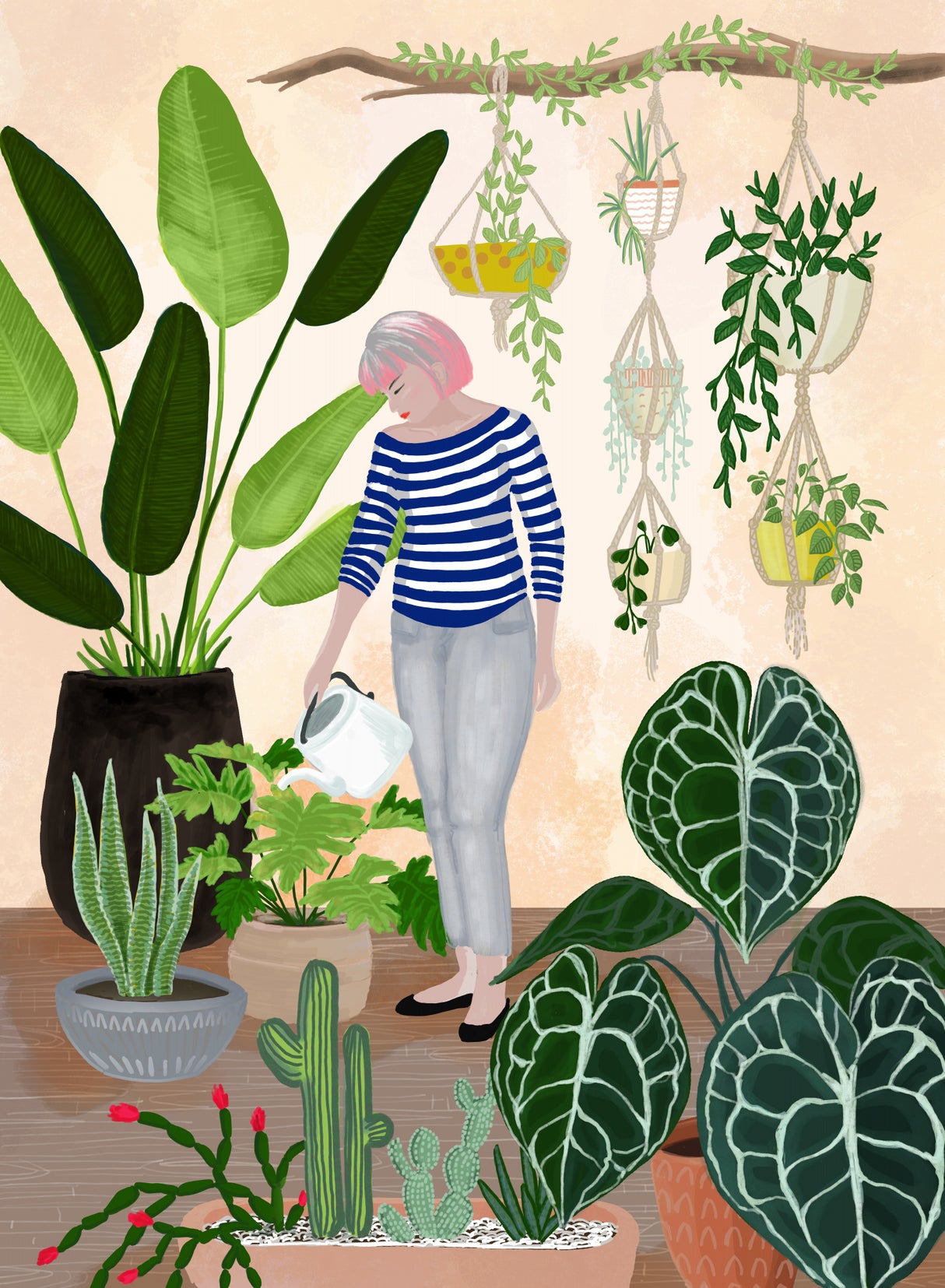 My home jungle in coral Poster och Canvastavla