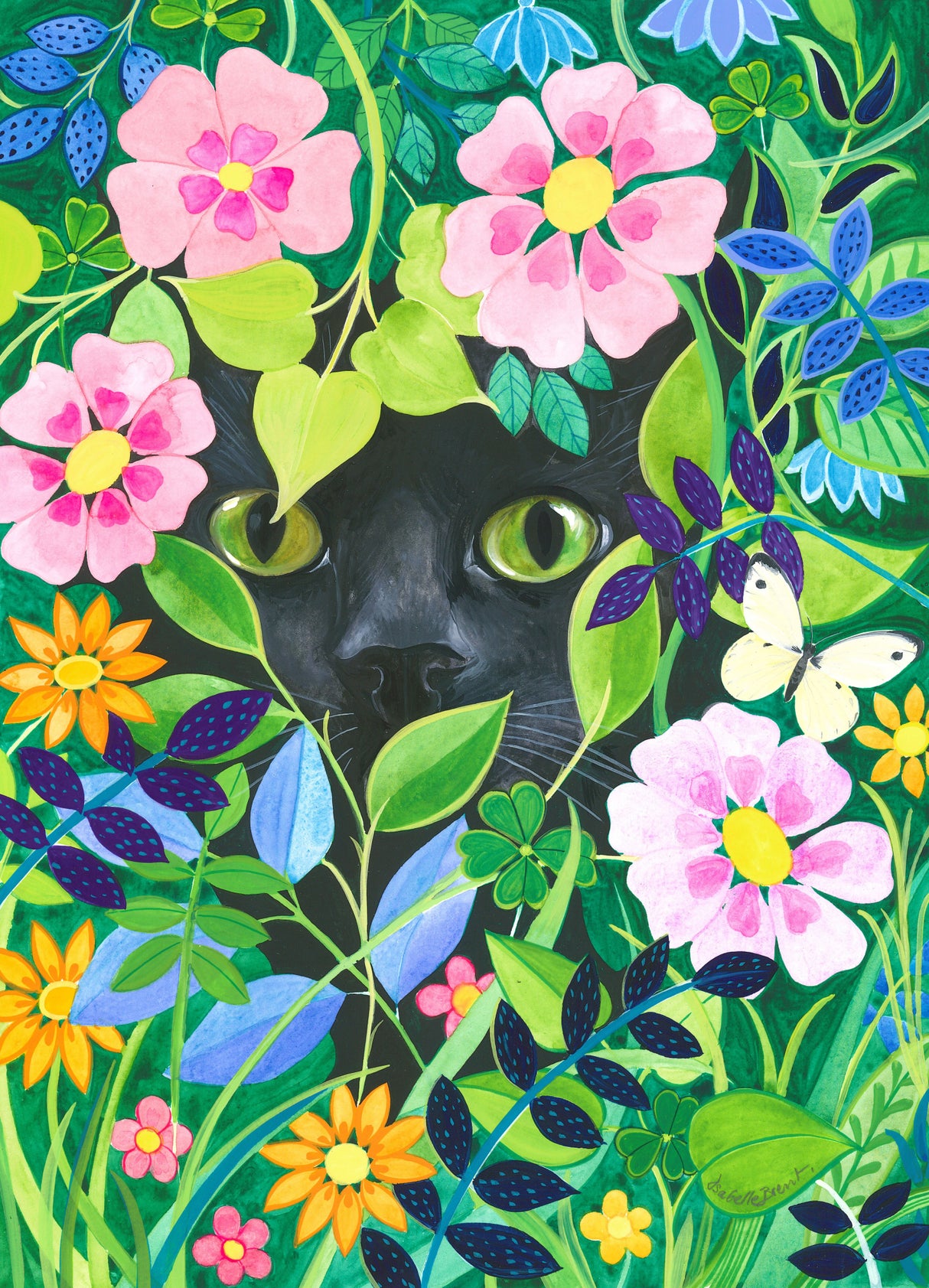Secret Garden Hidden Cat Art Poster och Canvastavla