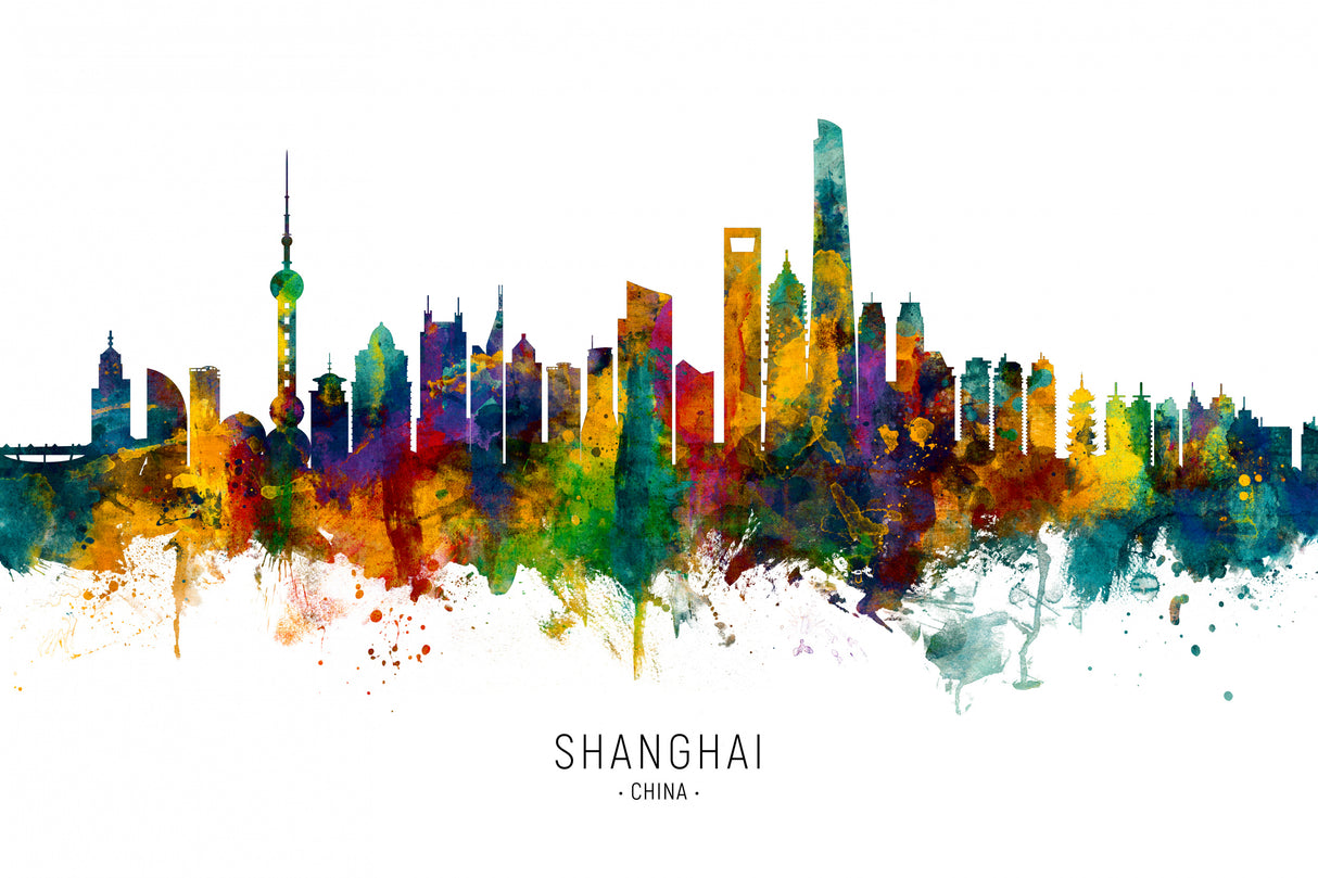 Shanghai China Skyline Poster och Canvastavla