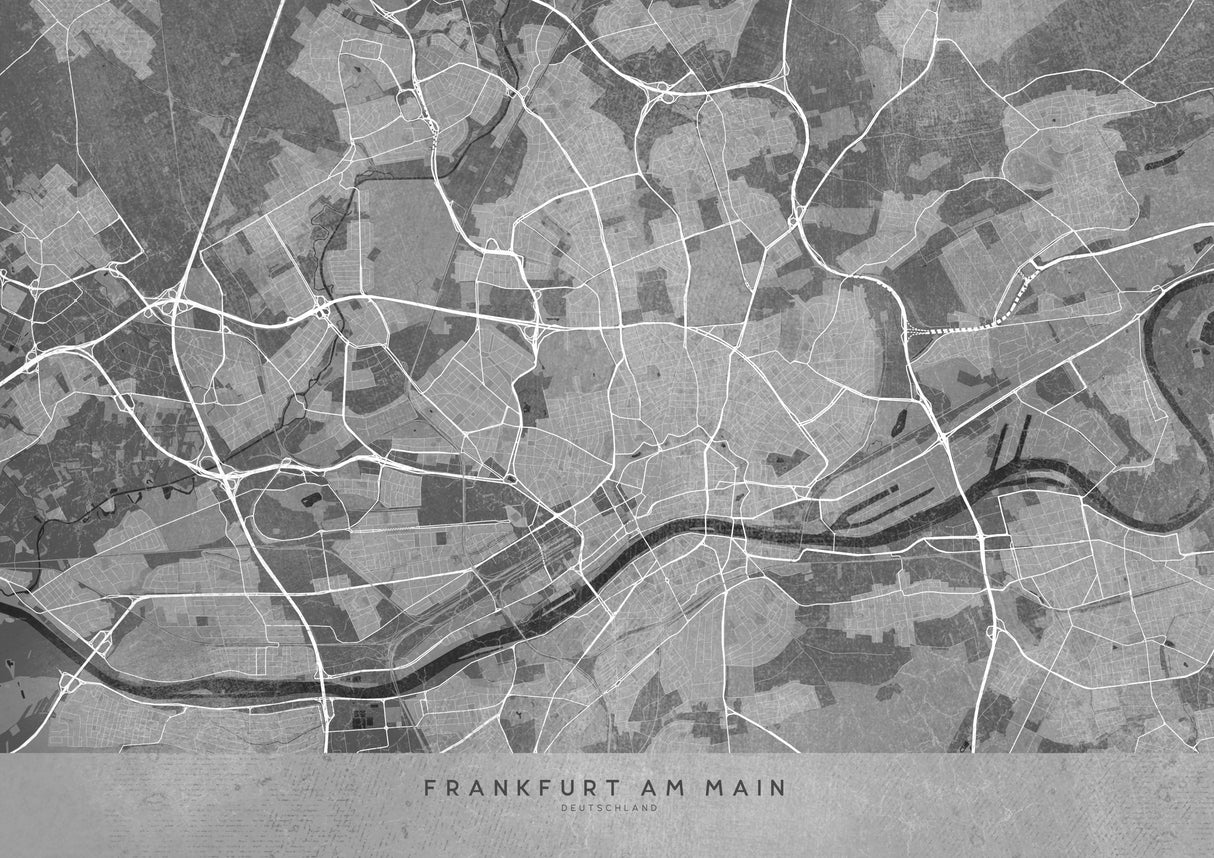 Gray vintage map of Frankfurt Germany Poster och Canvastavla