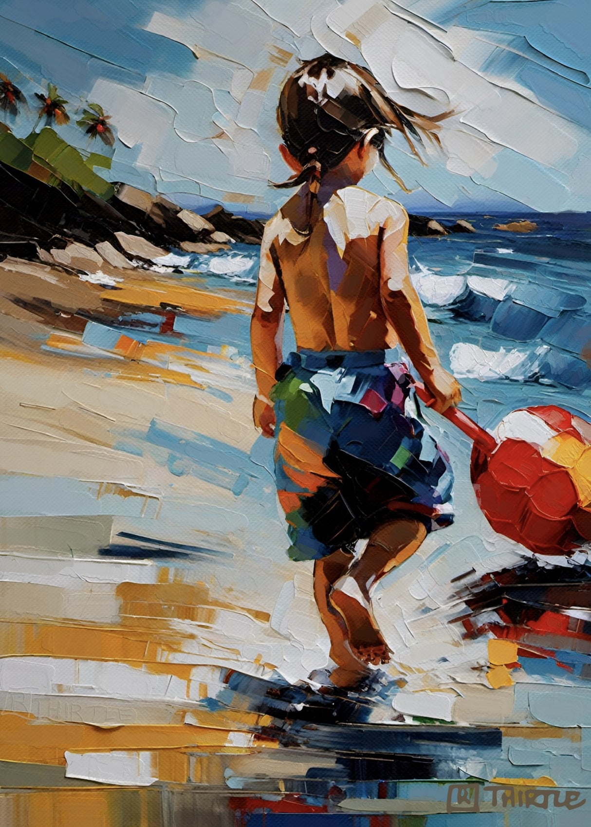 Boy On the Beach Poster och Canvastavla