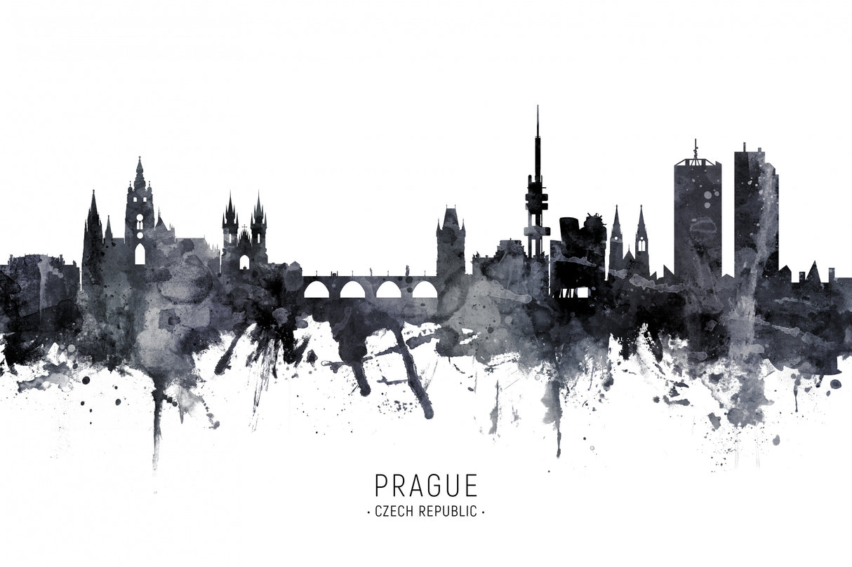 Prague Czech Republic Skyline Poster och Canvastavla