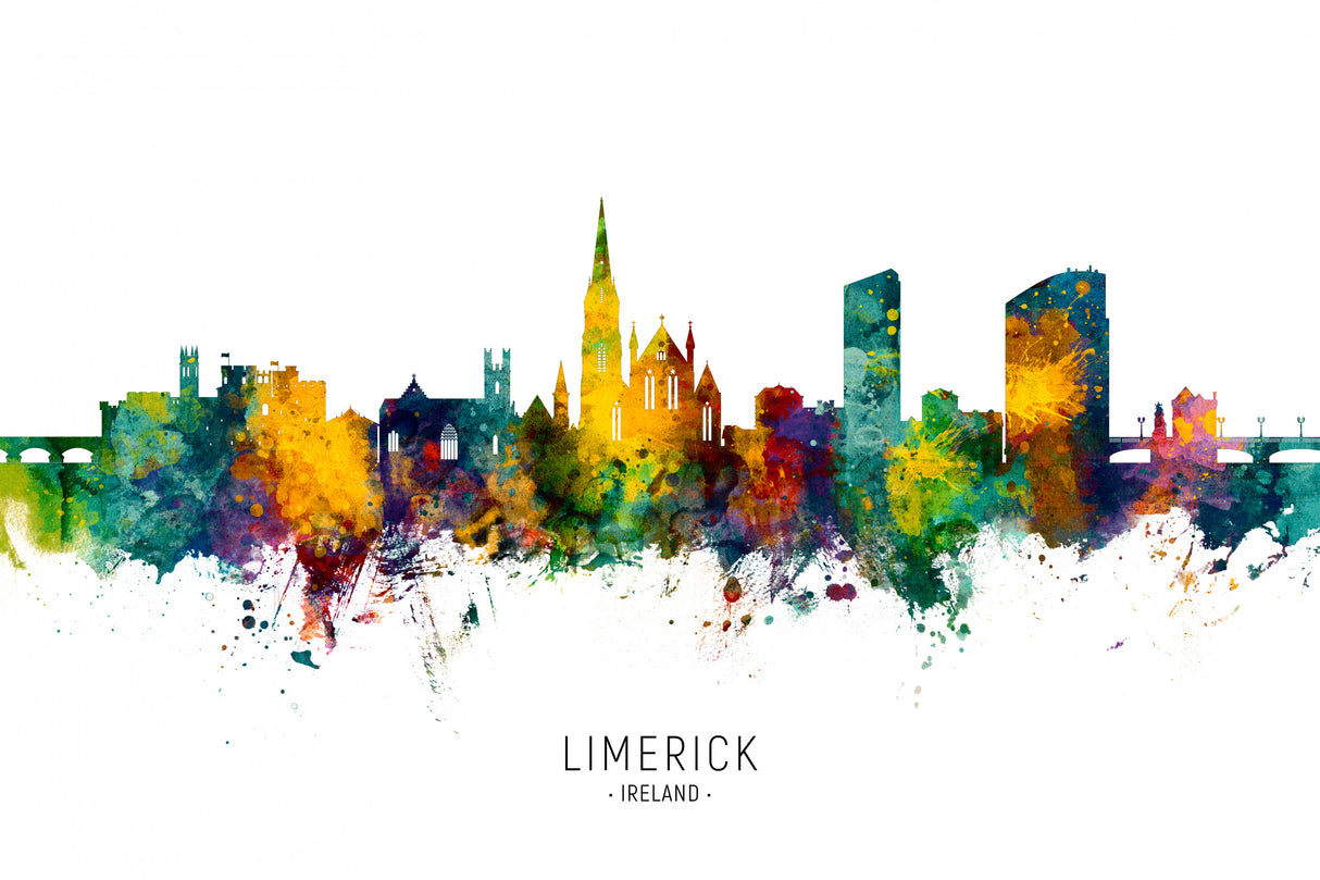 Limerick Ireland Skyline Poster och Canvastavla