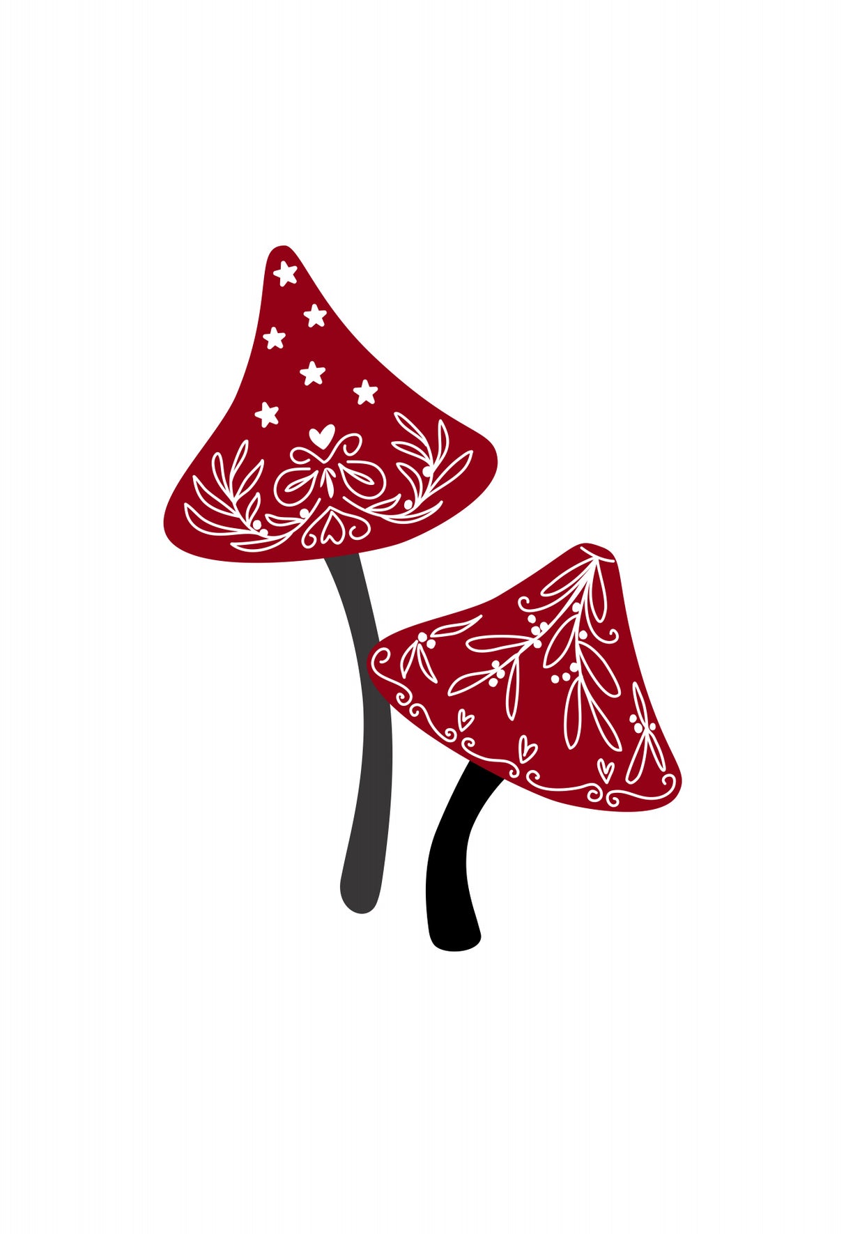 Iced mushrooms in red Poster och Canvastavla