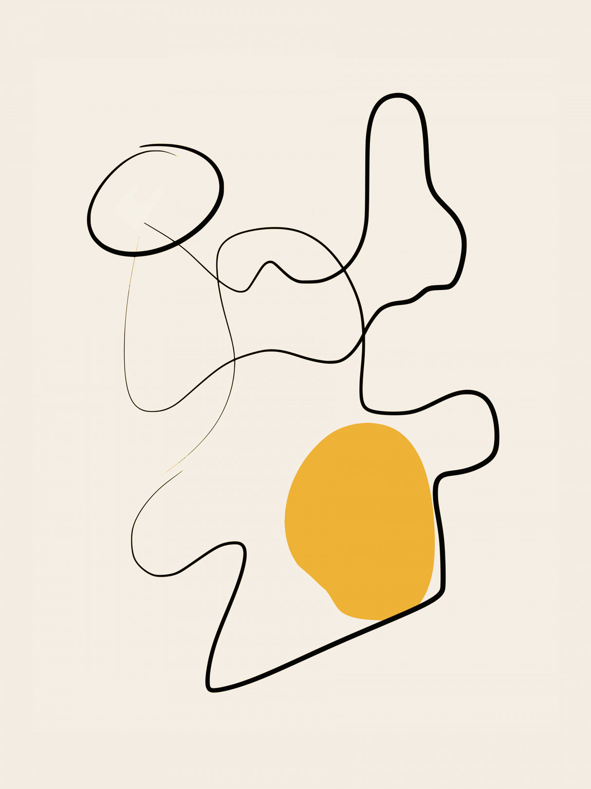 Line Abstract In Yellow Blob Poster och Canvastavla