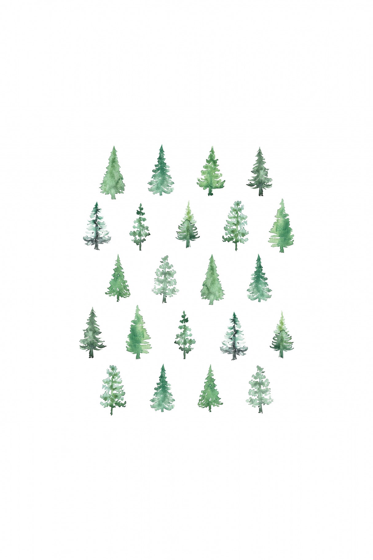 Little watercolor Christmas trees Poster och Canvastavla