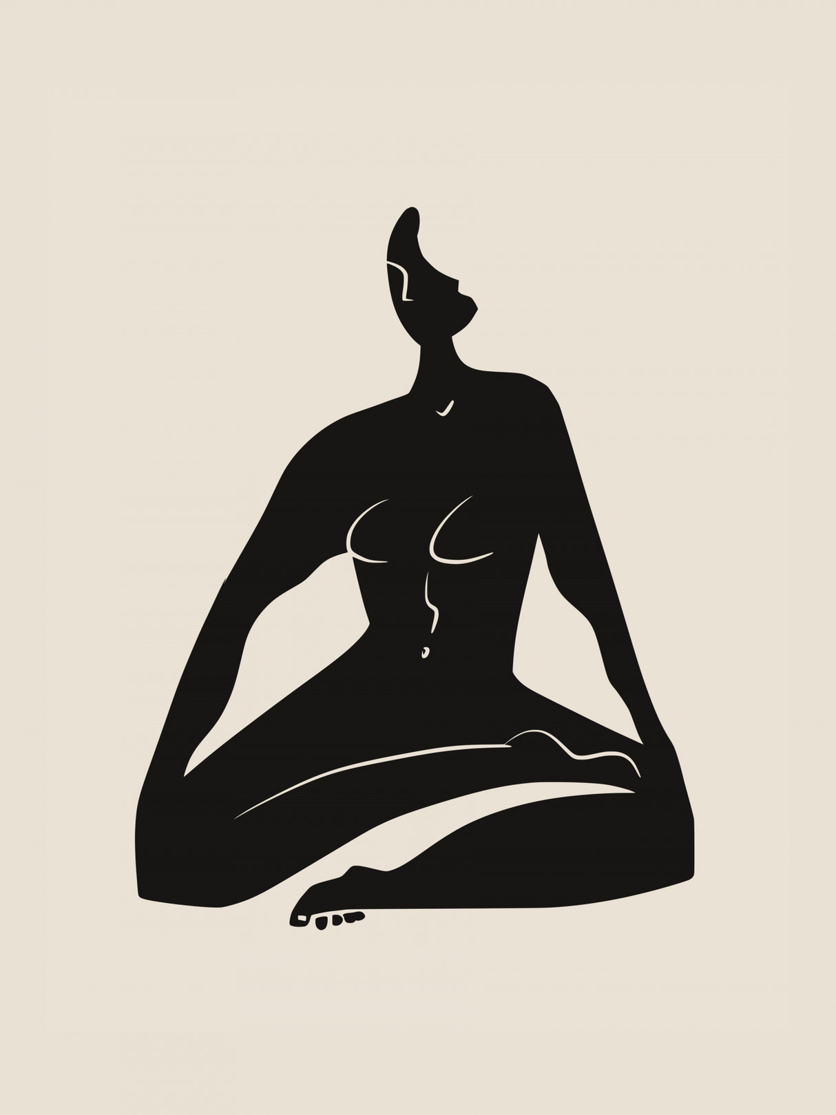 Meditating Nude In Black Poster och Canvastavla
