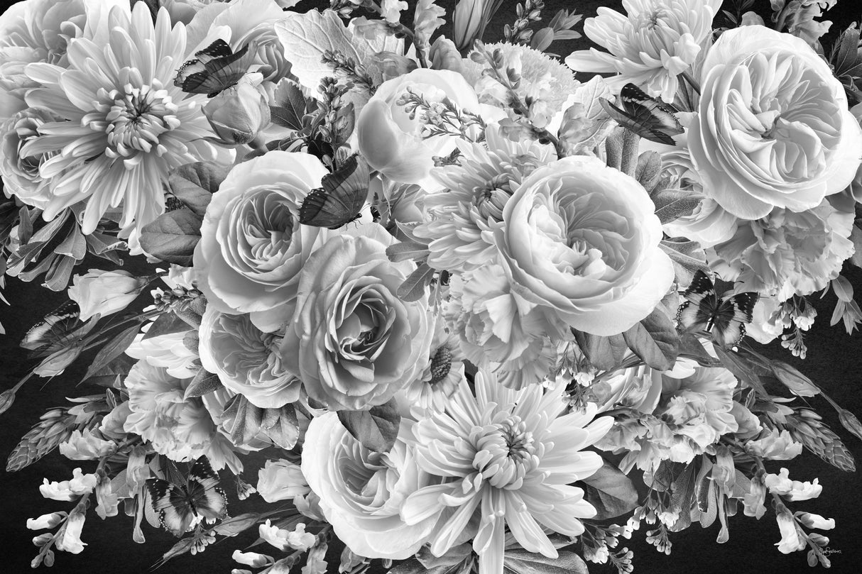 Morning Blooms Black & White Poster och Canvastavla
