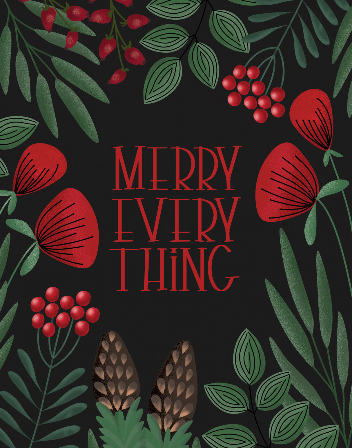 Merry everything in black Poster och Canvastavla