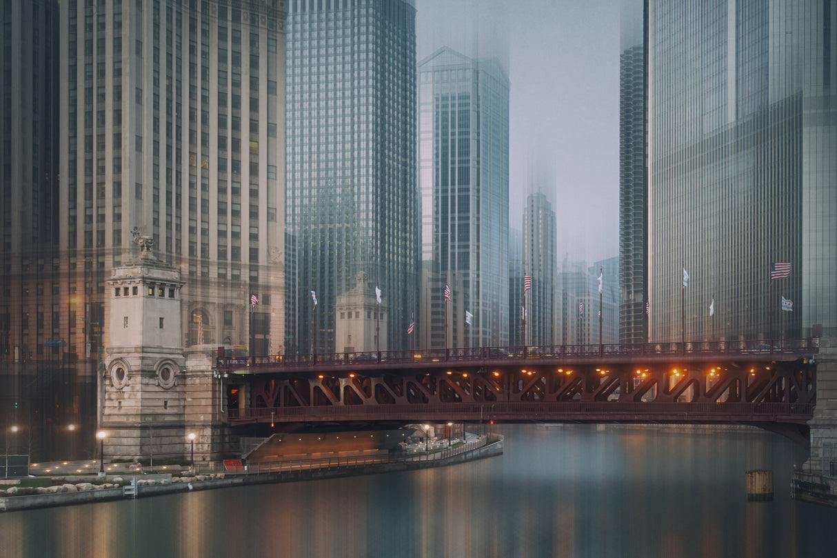 Chicago River Bridge Poster och Canvastavla