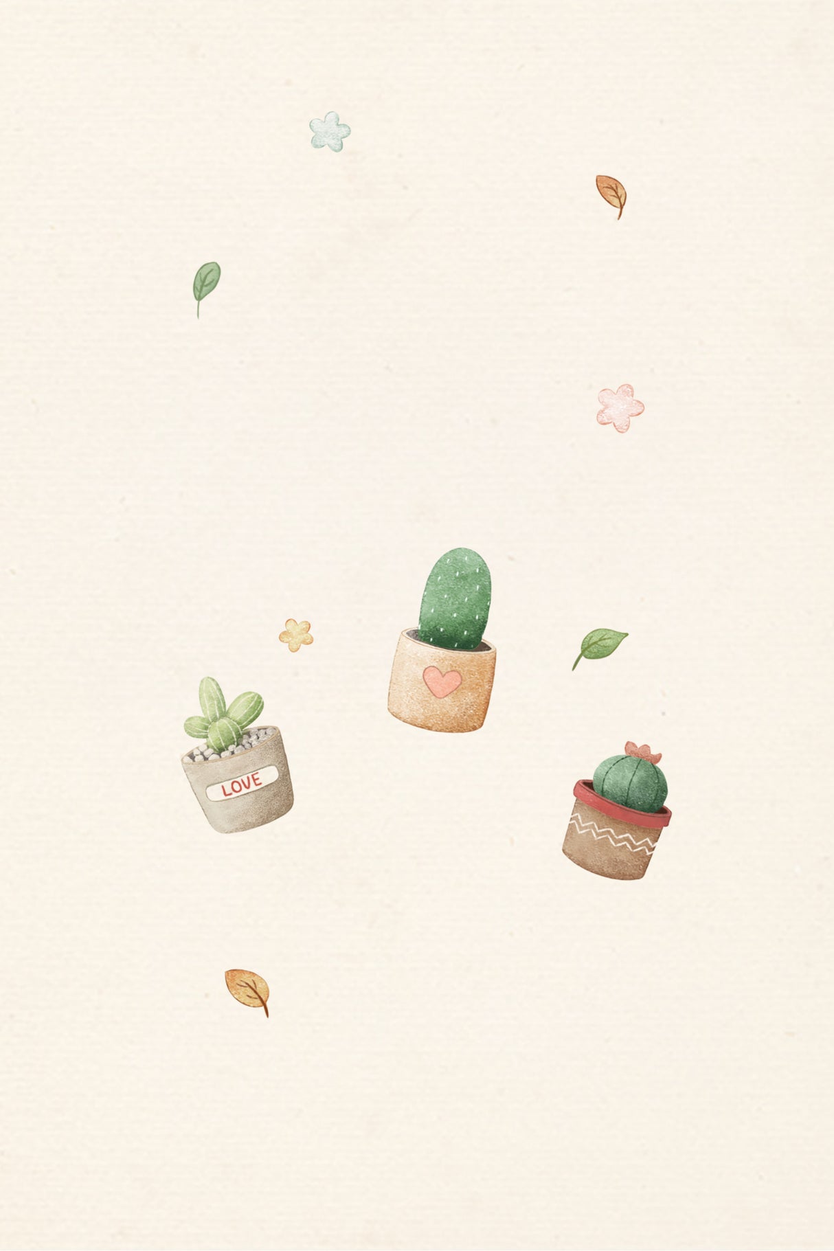 Cactus Plants Kawaii Poster och Canvastavla