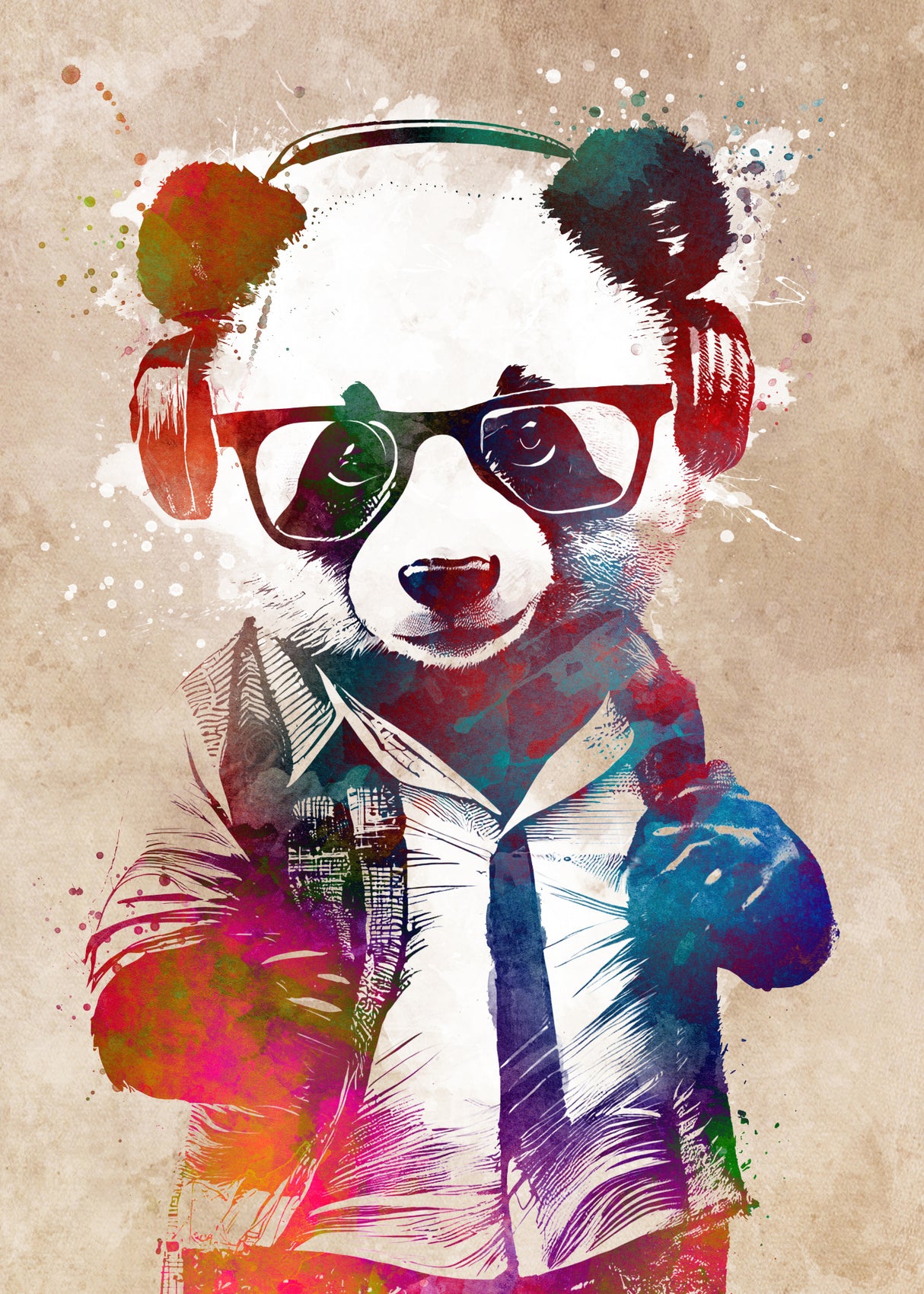 Hipster Panda Poster och Canvastavla